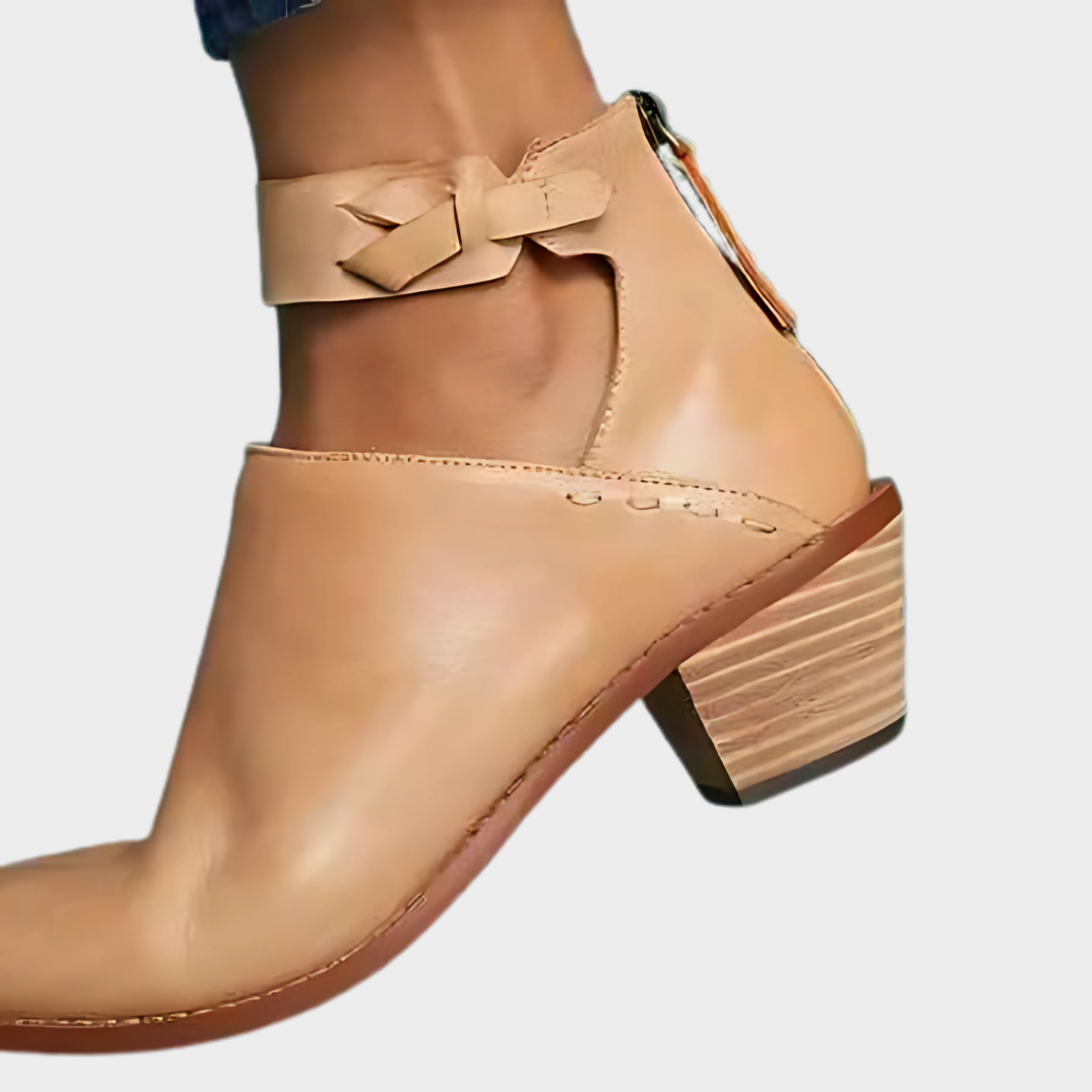 Women's Lace-Up Ankle Boots - Pointed Toe Designer Style - Low Heel with Rivet Detail - Multiple Colours