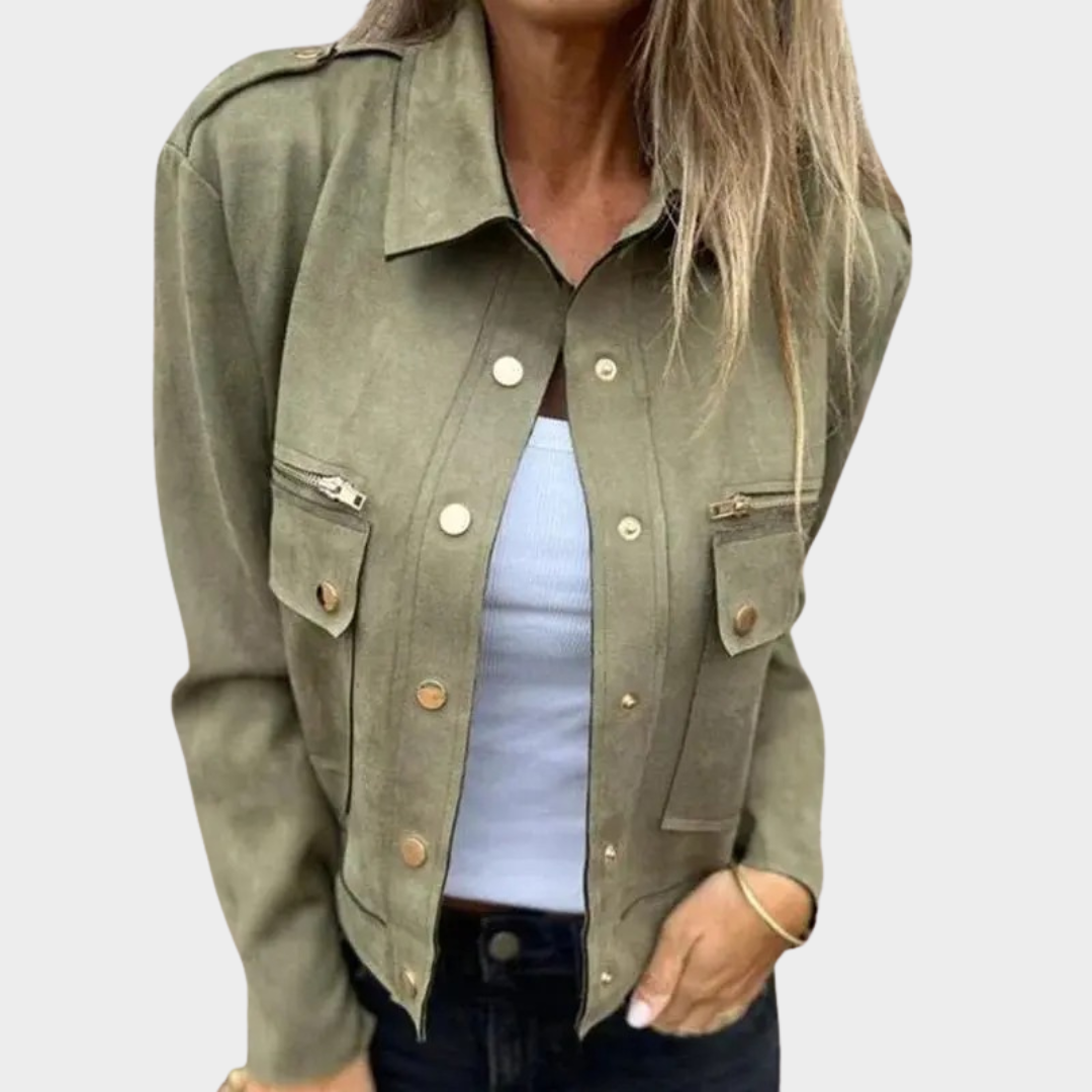 Women's Long Sleeve Jacket – Deerskin Velvet Button Front Casual Outerwear – Multiple Colours