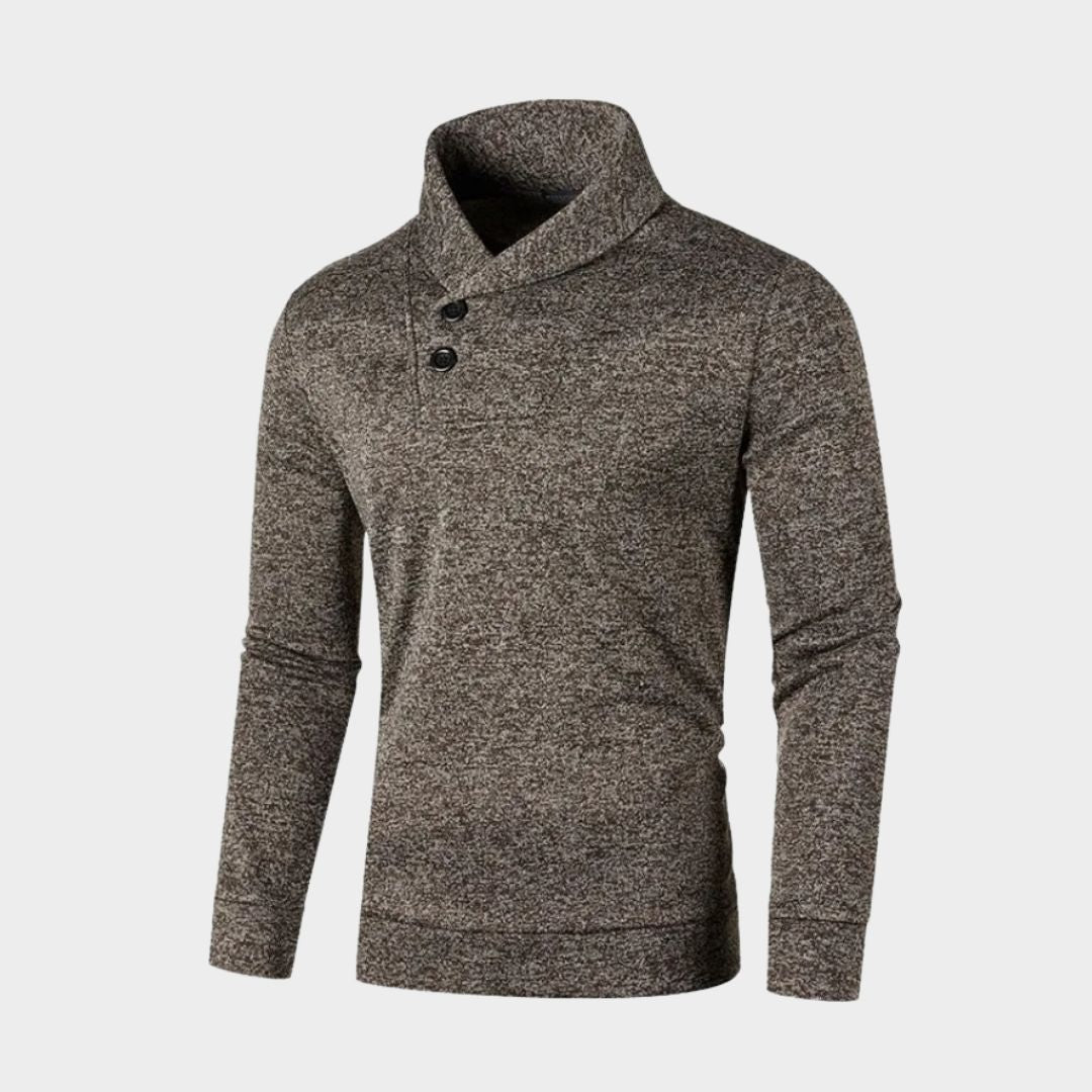Autumn Men's Half Turtleneck Sweater – Button Neck Slim Fit Warm Winter Pullover (Black, Navy Blue, and More)