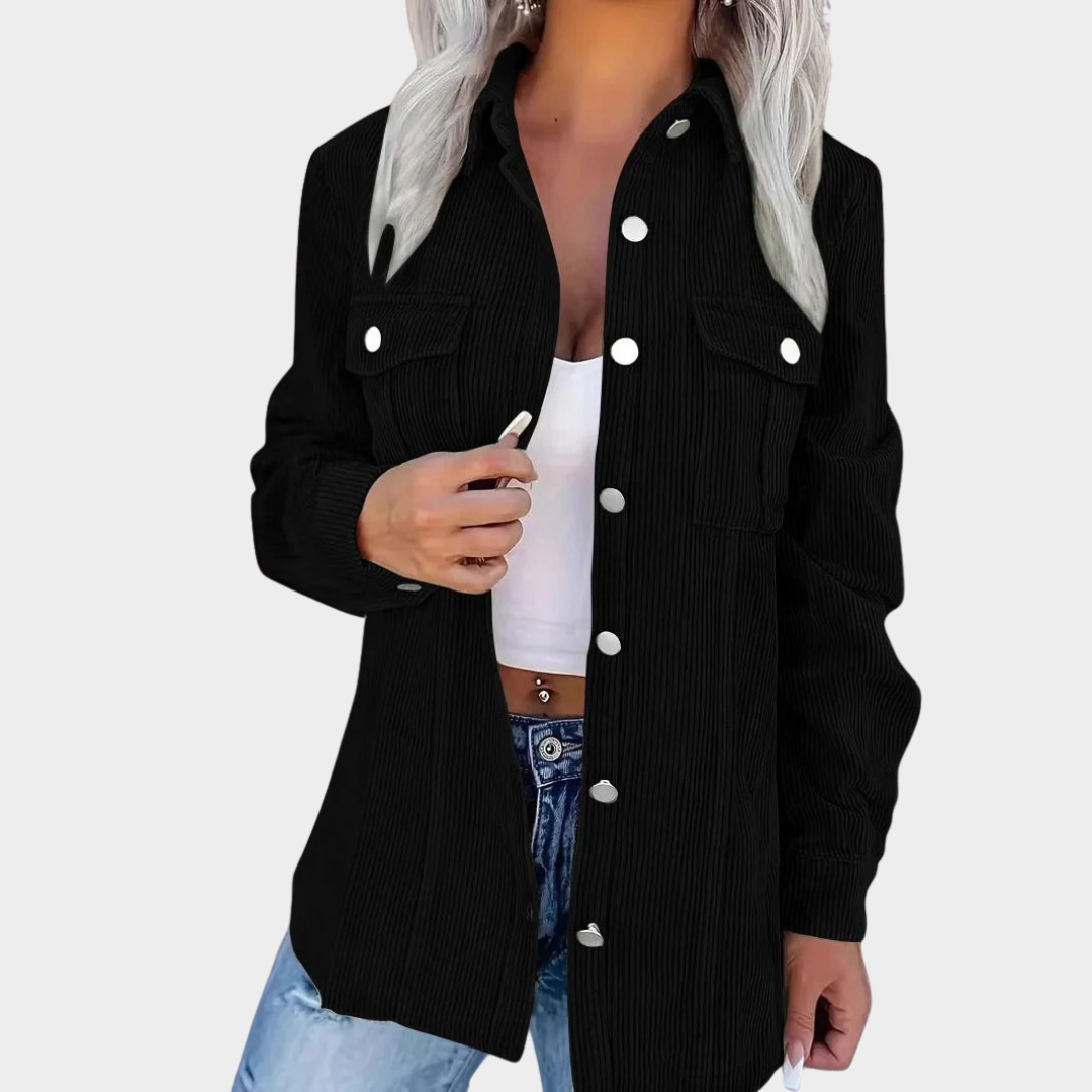 Women’s Corduroy Shirt Jacket – Relaxed Fit Button Front Casual Layering with Chest Pockets – Multiple Colours
