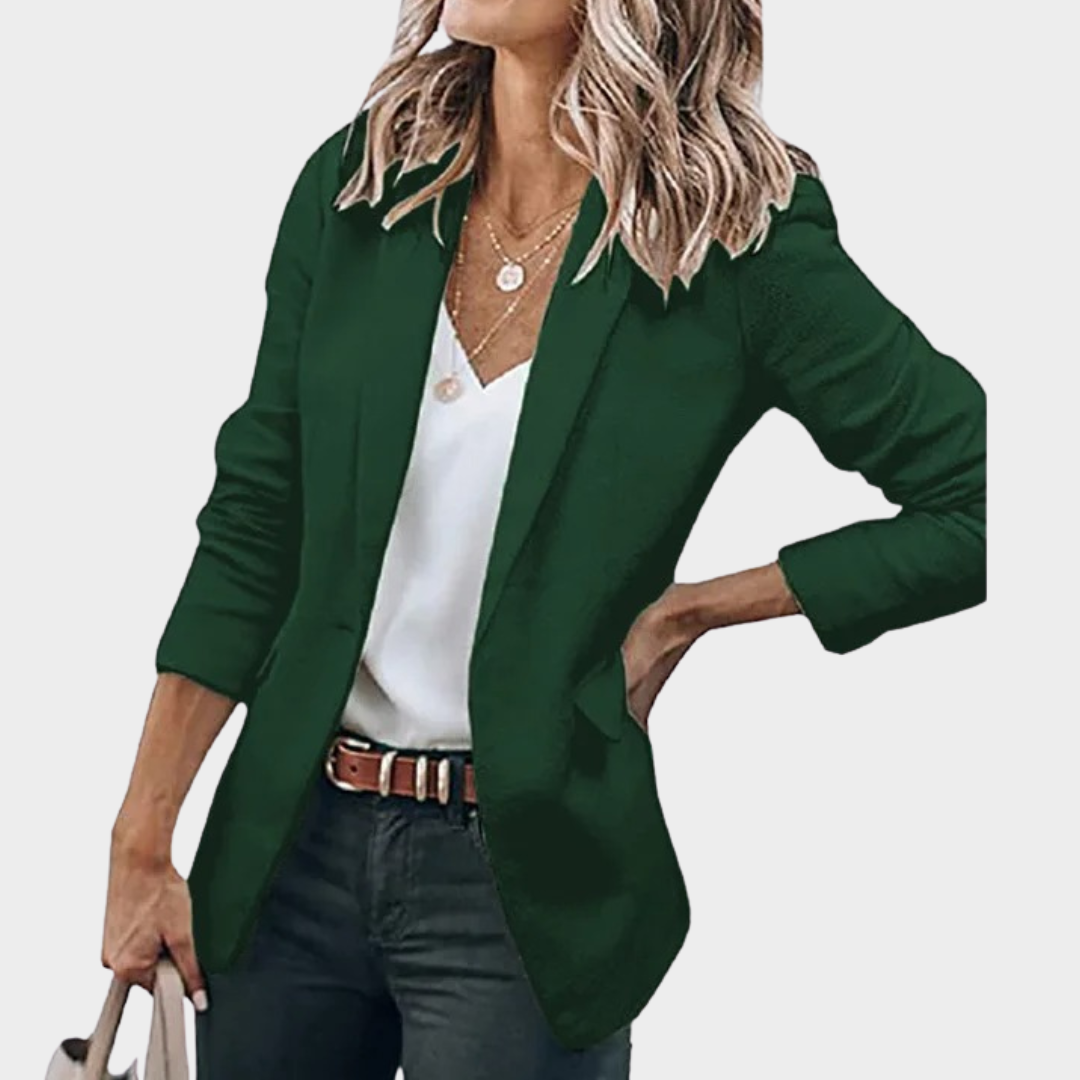 Women’s Longline Blazer Coat – Single-Breasted Fit – Suit Collar with Solid Colour Finish – Elegant Tailored Style – Multiple Colours
