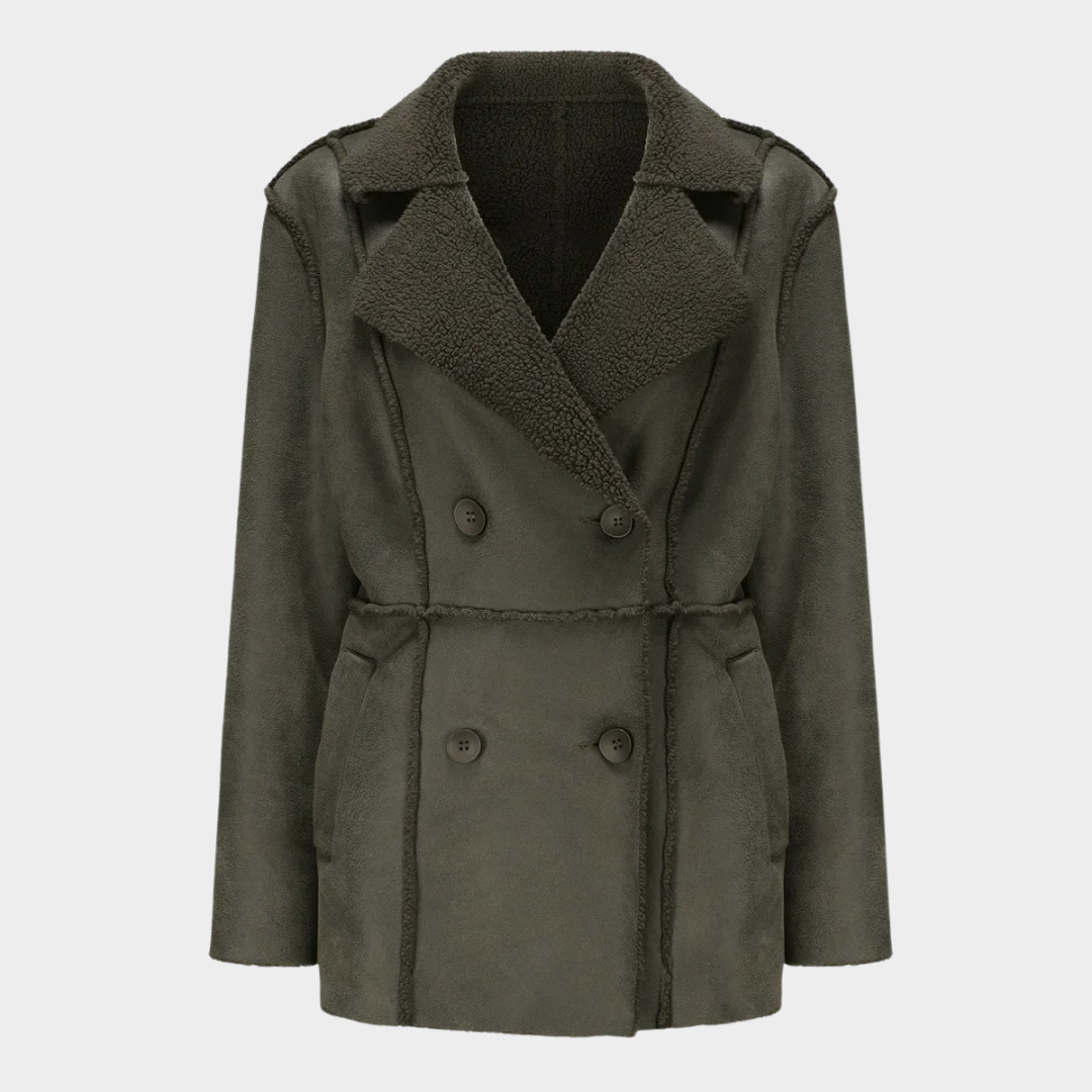 Women’s Plush Leather Long Jacket – Warm Suede Coat with Elegant Tailored Fit – Multiple Colours