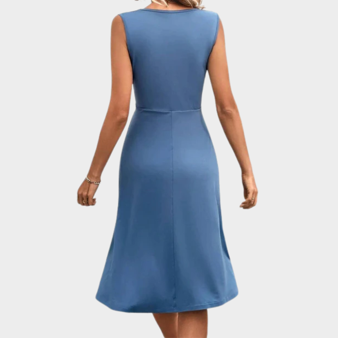 Women's Sleeveless Casual Dress – V-Neck – Relaxed Fit – Lightweight Material – Blue