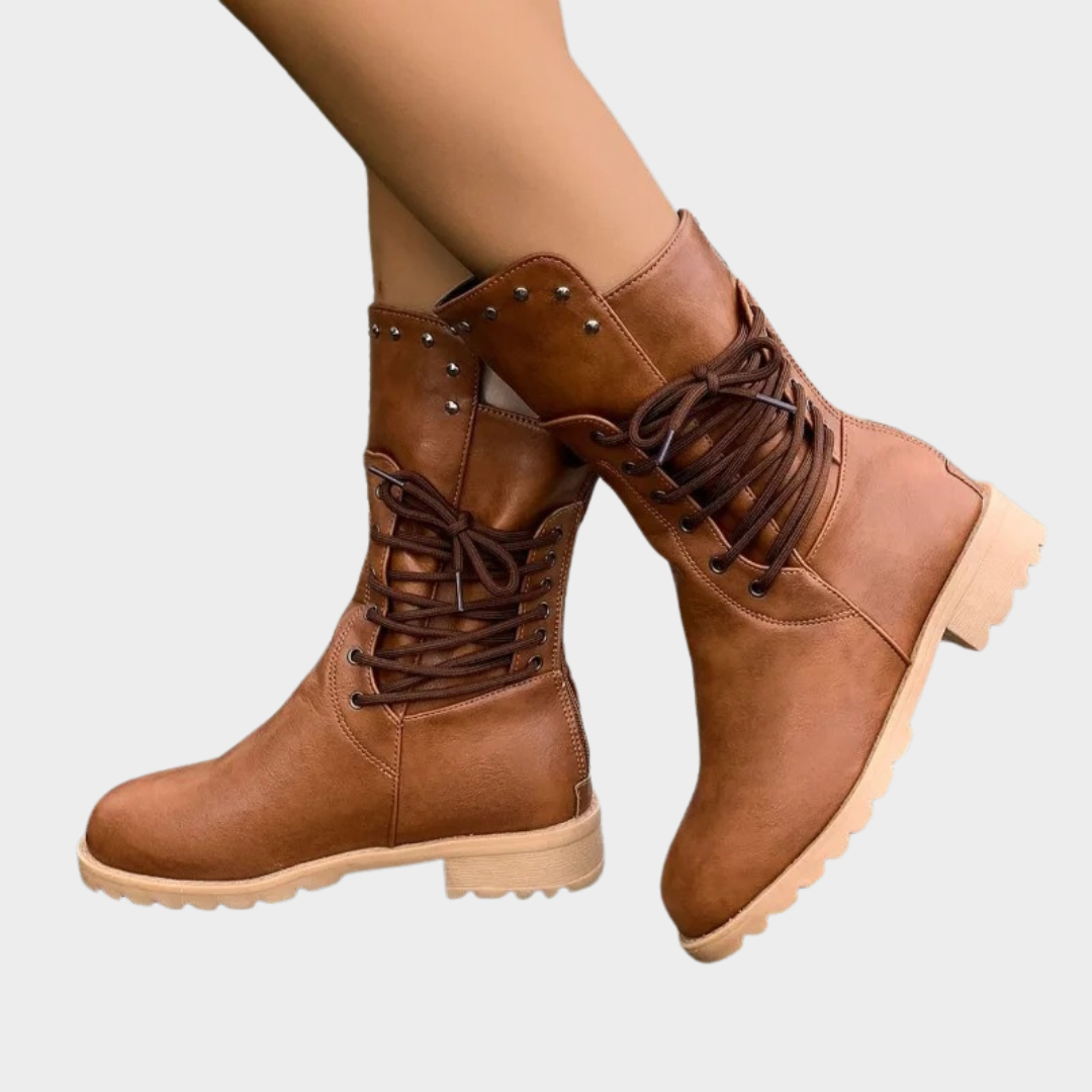 Women Western Cowboy Boots – High Heel Knee Length Retro Leather Knight Style Riding Boots – Multiple Colours