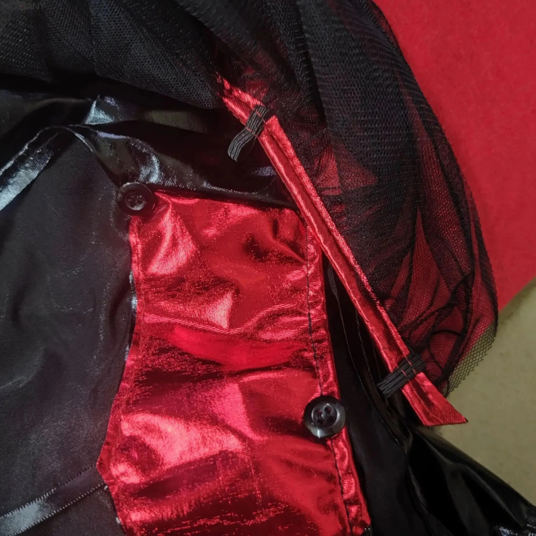 Women Witch Vampire Halloween Costume – Patent Leather Cosplay Dress for Demon and Devil Role Play – Gothic Party Outfit – Red / Black