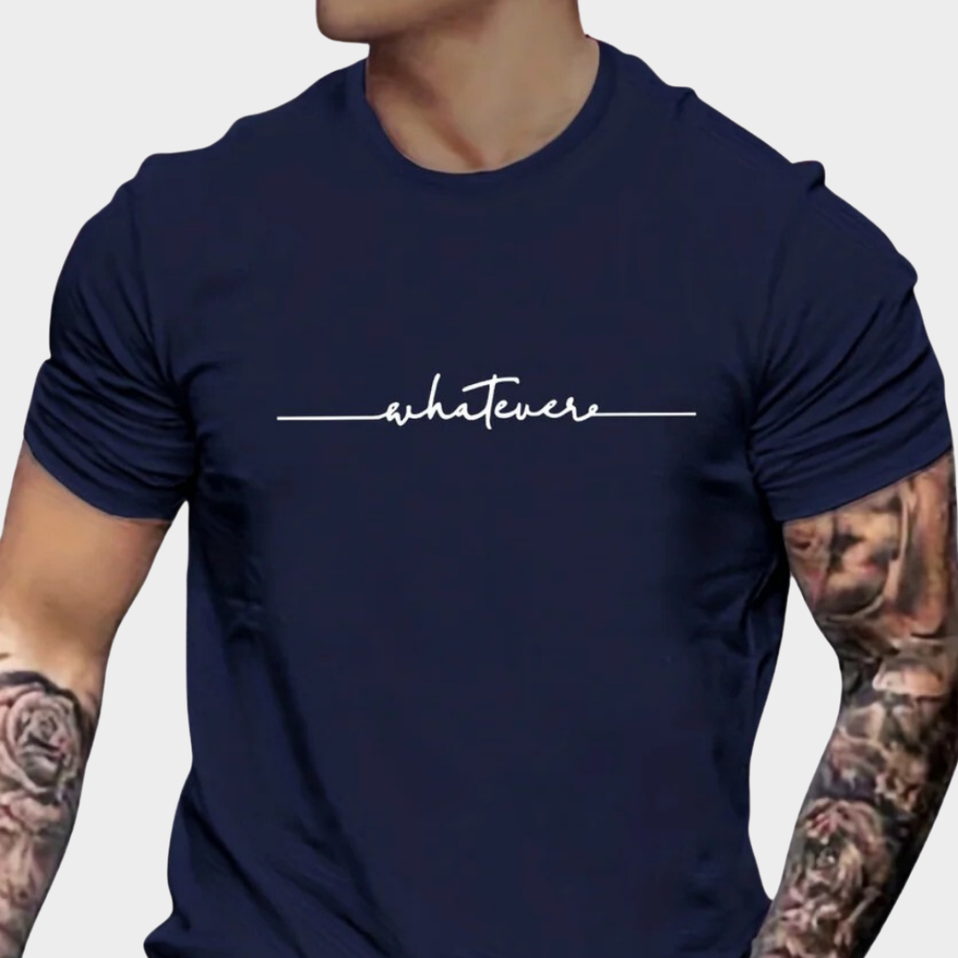 Men's Cotton T-Shirt – Loose Fit Round Neck Short Sleeve Tee – Letter Print Casual Top – Multiple Colours