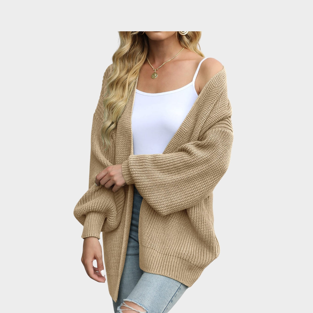 Women's Lantern Sleeve Thick Needle Vest – Cozy Knitted Sweater Coat, Black, Beige, and More