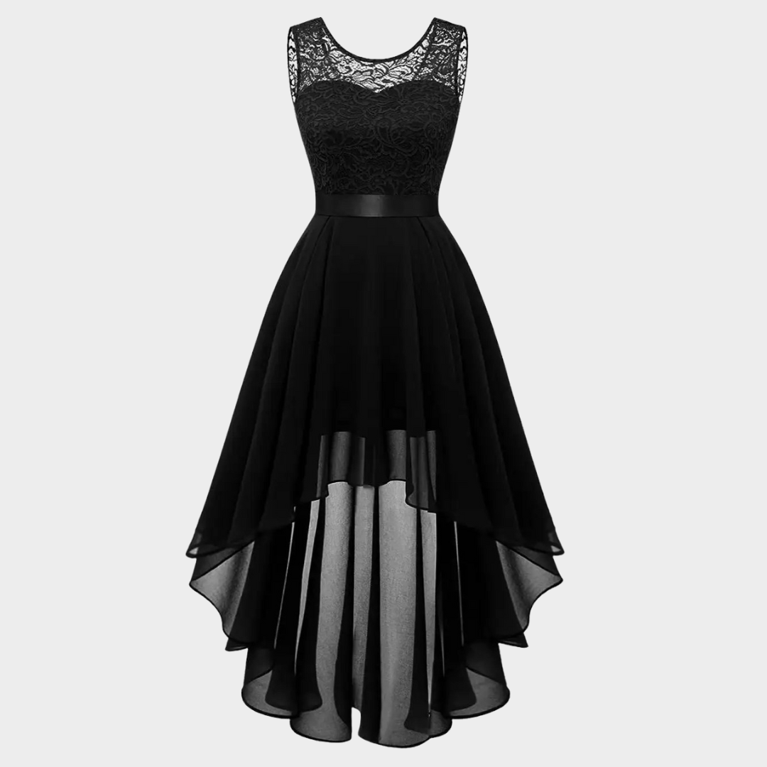 Women’s Asymmetrical Evening Dress – Structured Bodice – Flowing High-Low Hem – Soft Breathable Material – Multiple Colours