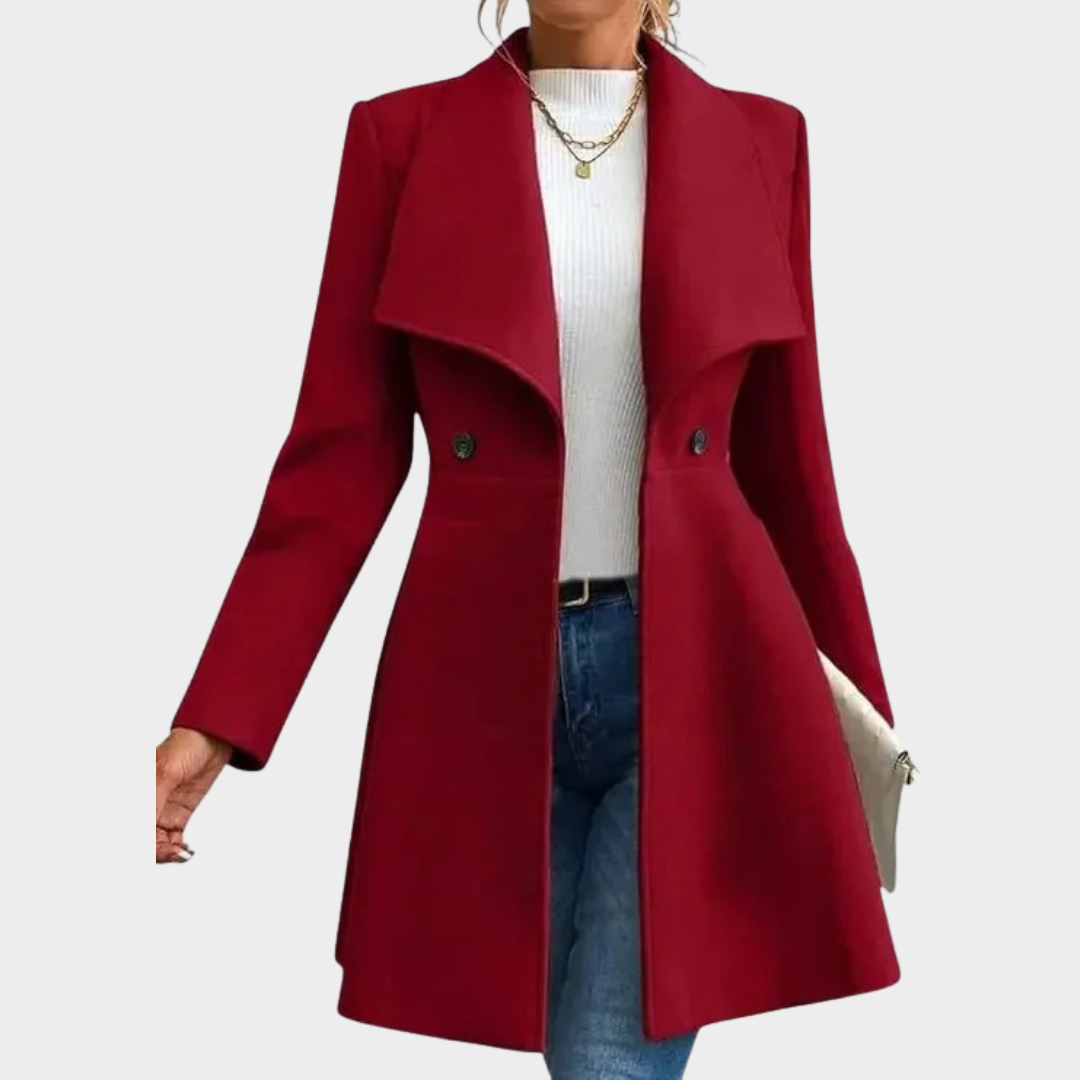 Women’s Elegant Woolen Coat – Long Slim Fit Notch Collar Jacket – Thickened Outerwear – Multiple Colours