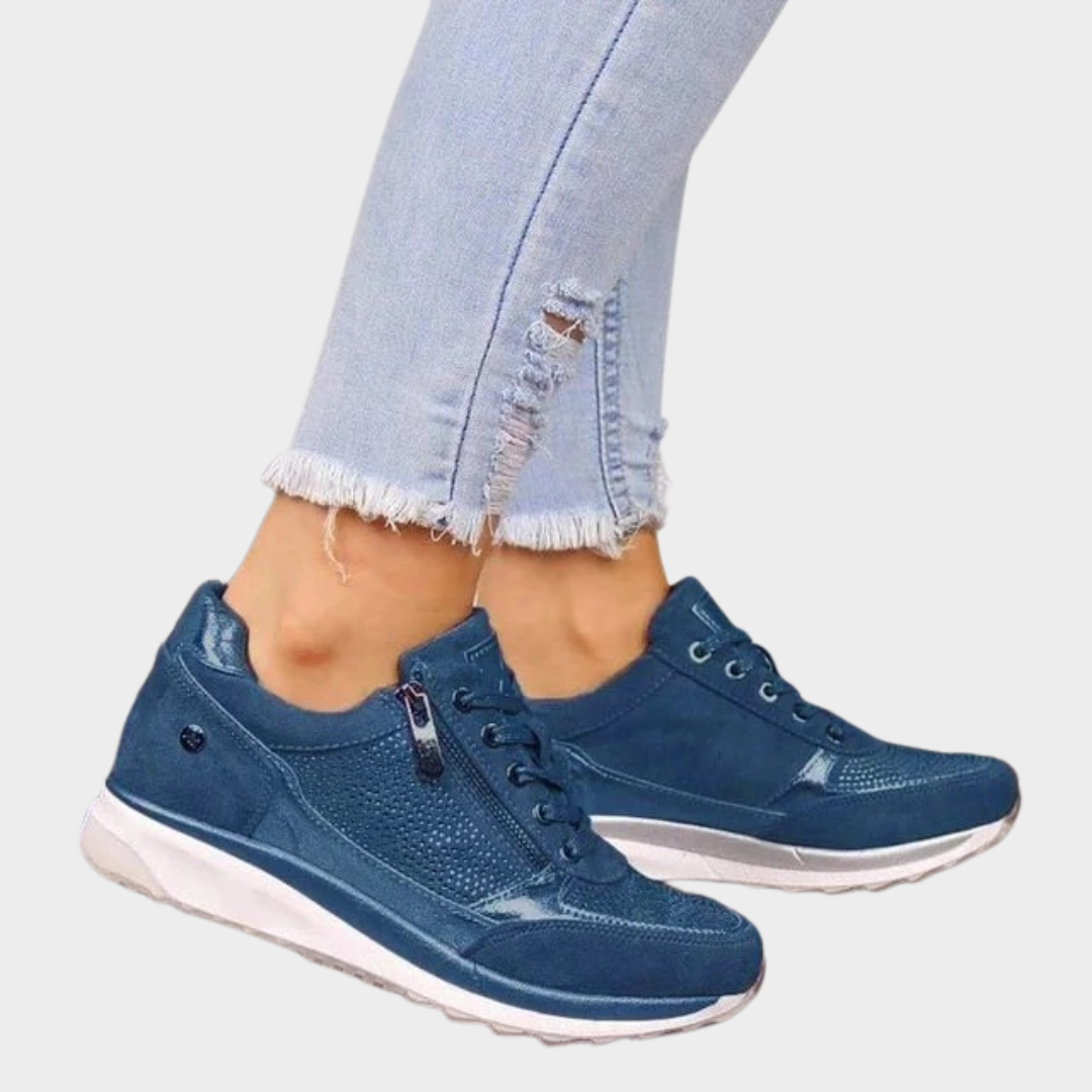 Women’s Wedge Sneakers – Fashion Vulcanized Sports Shoes – Sequins Design with Cushioned Sole – Multiple Colours