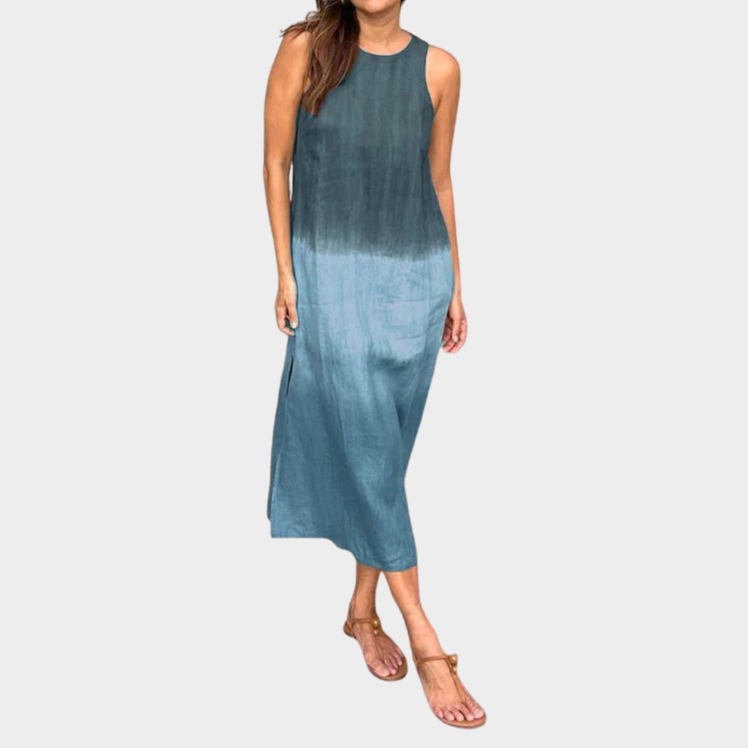 Women’s Sleeveless Maxi Dress – O-Neck – Relaxed Fit – Gradient Print – Soft Fabric – Multiple Colours