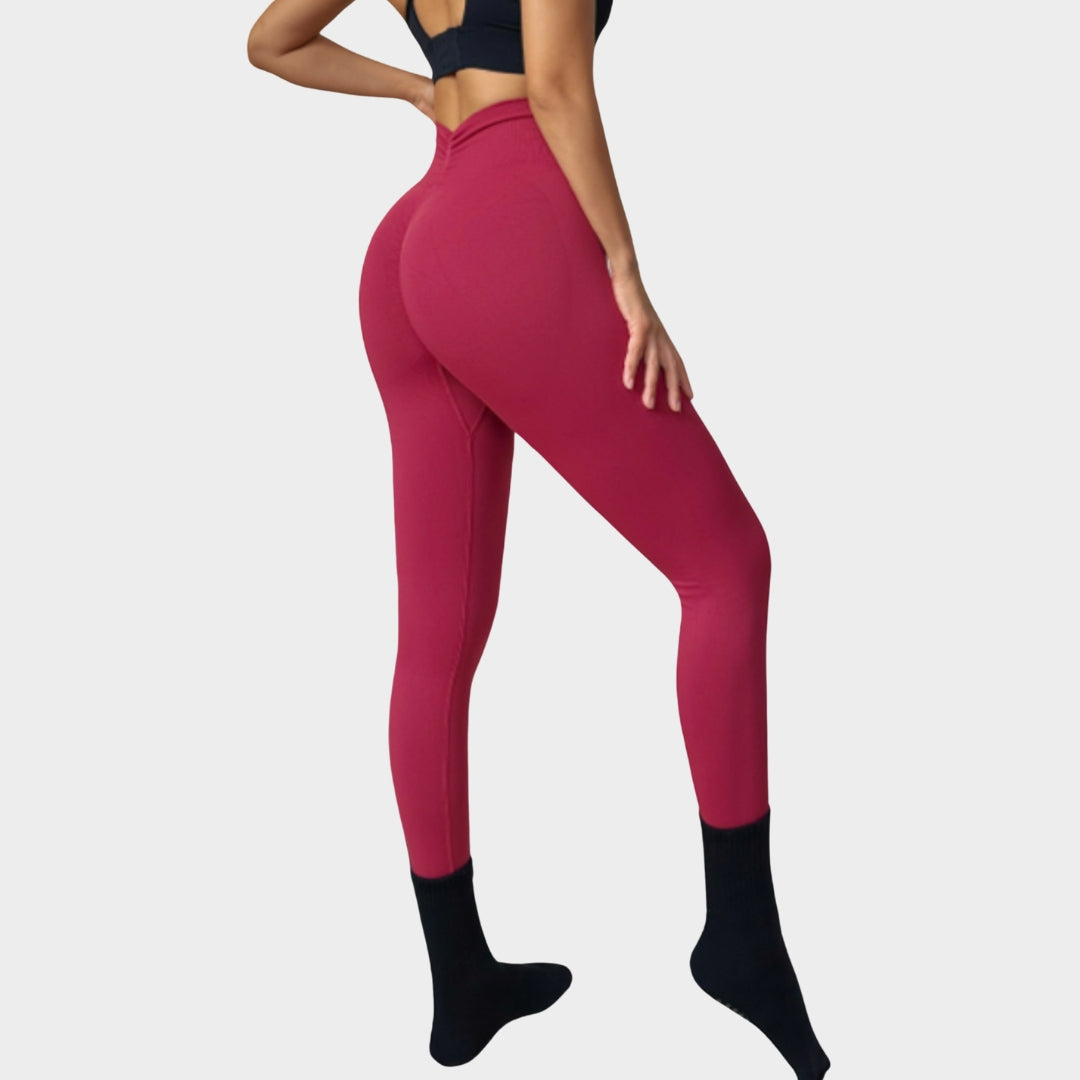 Women's Seamless High-Waist Leggings - Butt-Lifting V-Fold Design - Stretch & Supportive Fitness Trousers - Multiple Colours