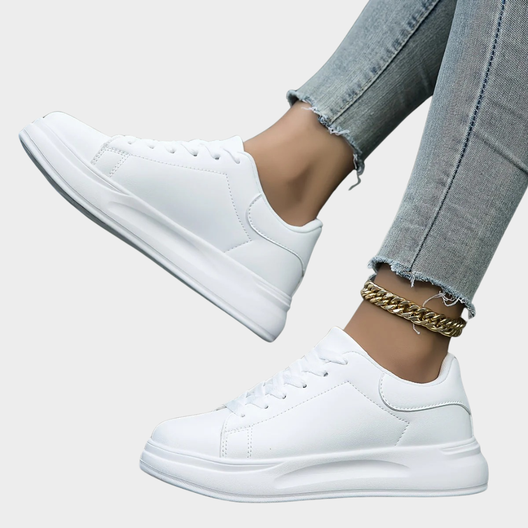 Women’s Waterproof Faux Leather Sneakers – Lightweight Casual Trainers – Wear-Resistant Sole – Multiple Colours