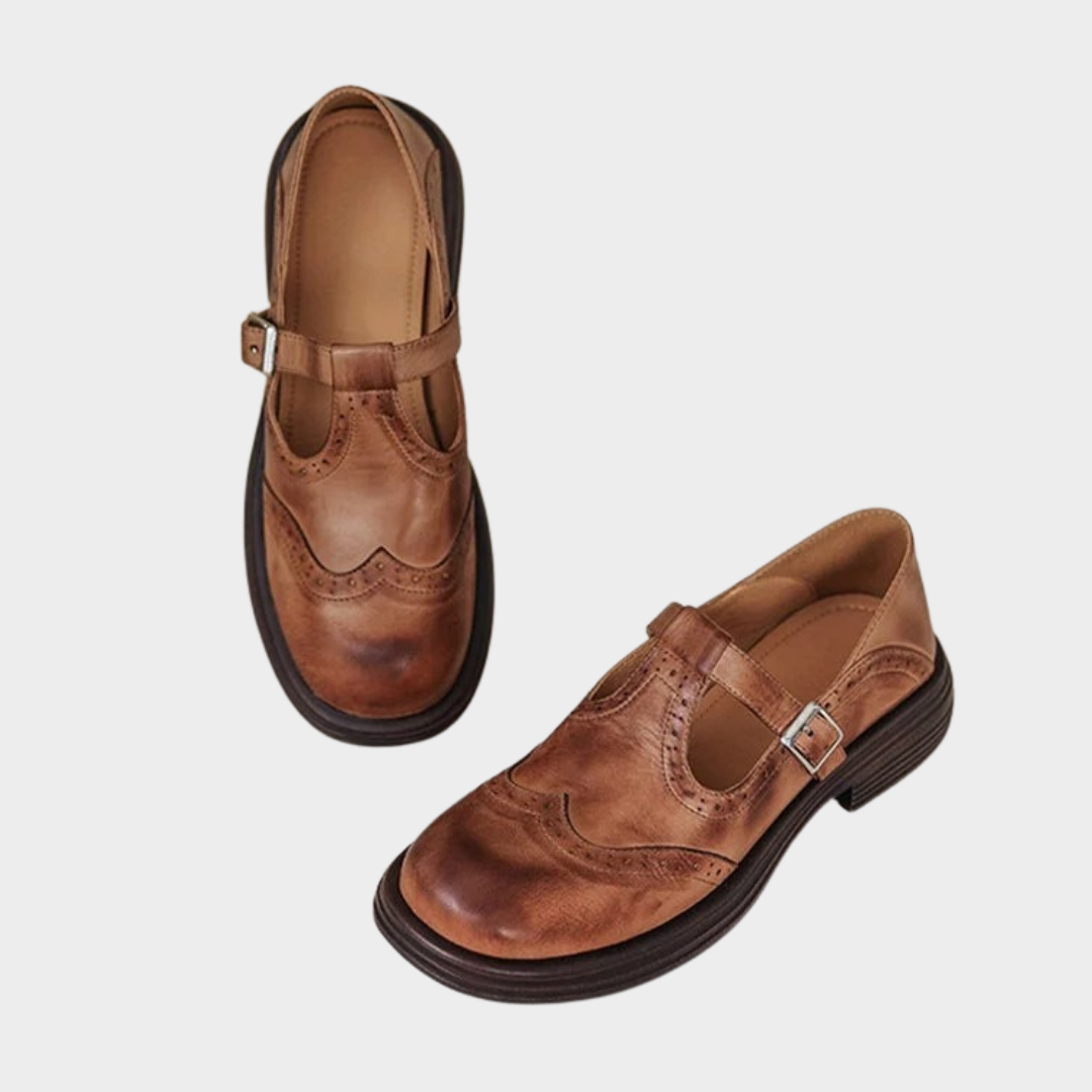 Women’s Elegant Mary Janes – Classic Leather Shoes with Strap Fastening and Comfort Sole – Multiple Colours