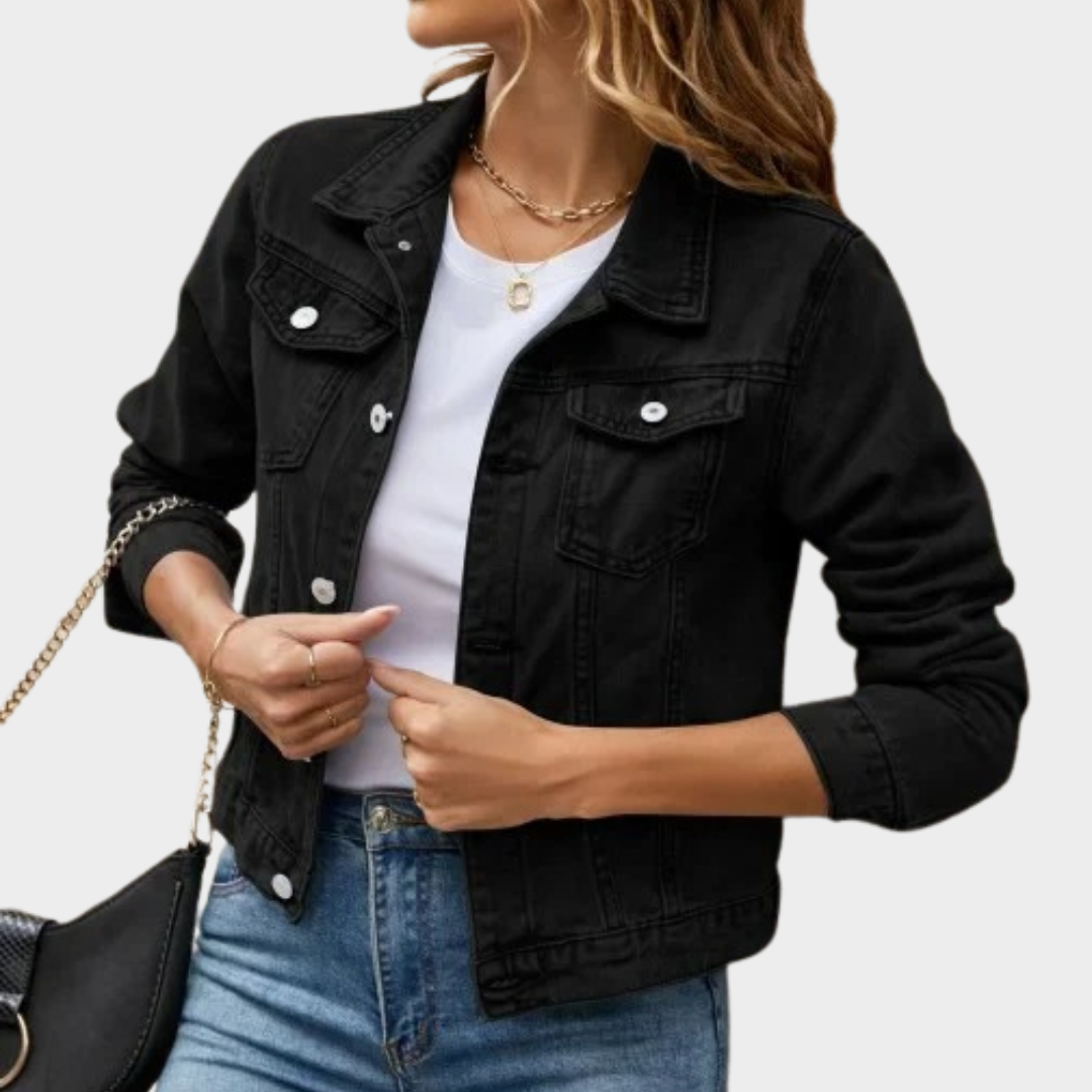 Women’s Slim Fit Denim Jacket – Lapel Detail with Silhouette-Smoothing Design – Multiple Colours