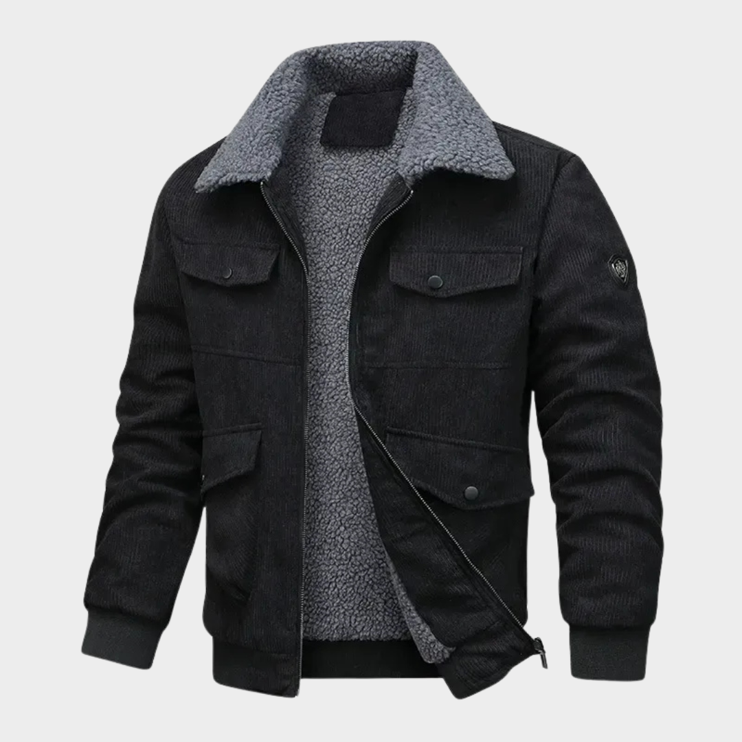 Men’s Corduroy Down Jacket – Fleece Lined Loose Fit Parka Coat with Multiple Pockets – Multiple Colours