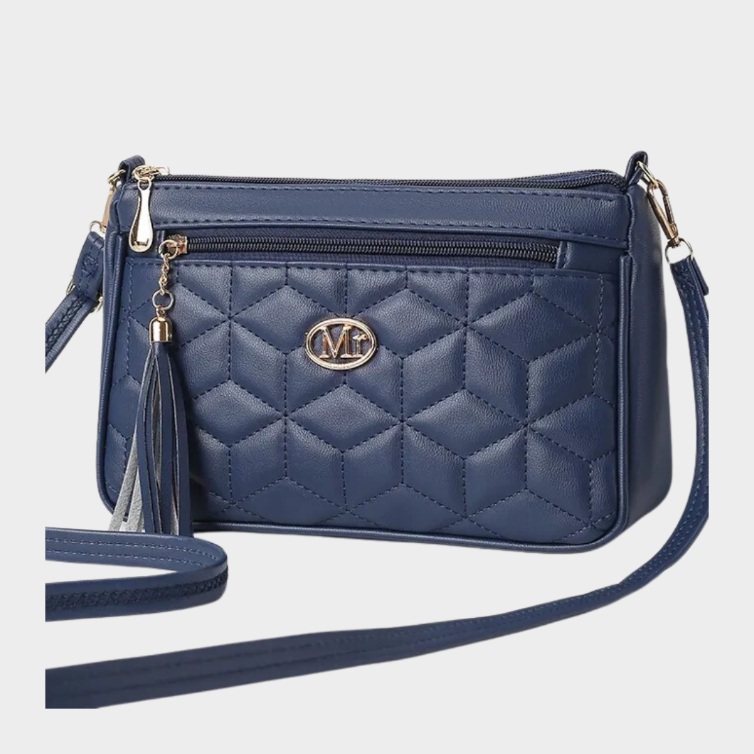 Double Zipper Crossbody Bag for Women - Fashion PU Shoulder Bag with Tassel Detail in Multiple Colors