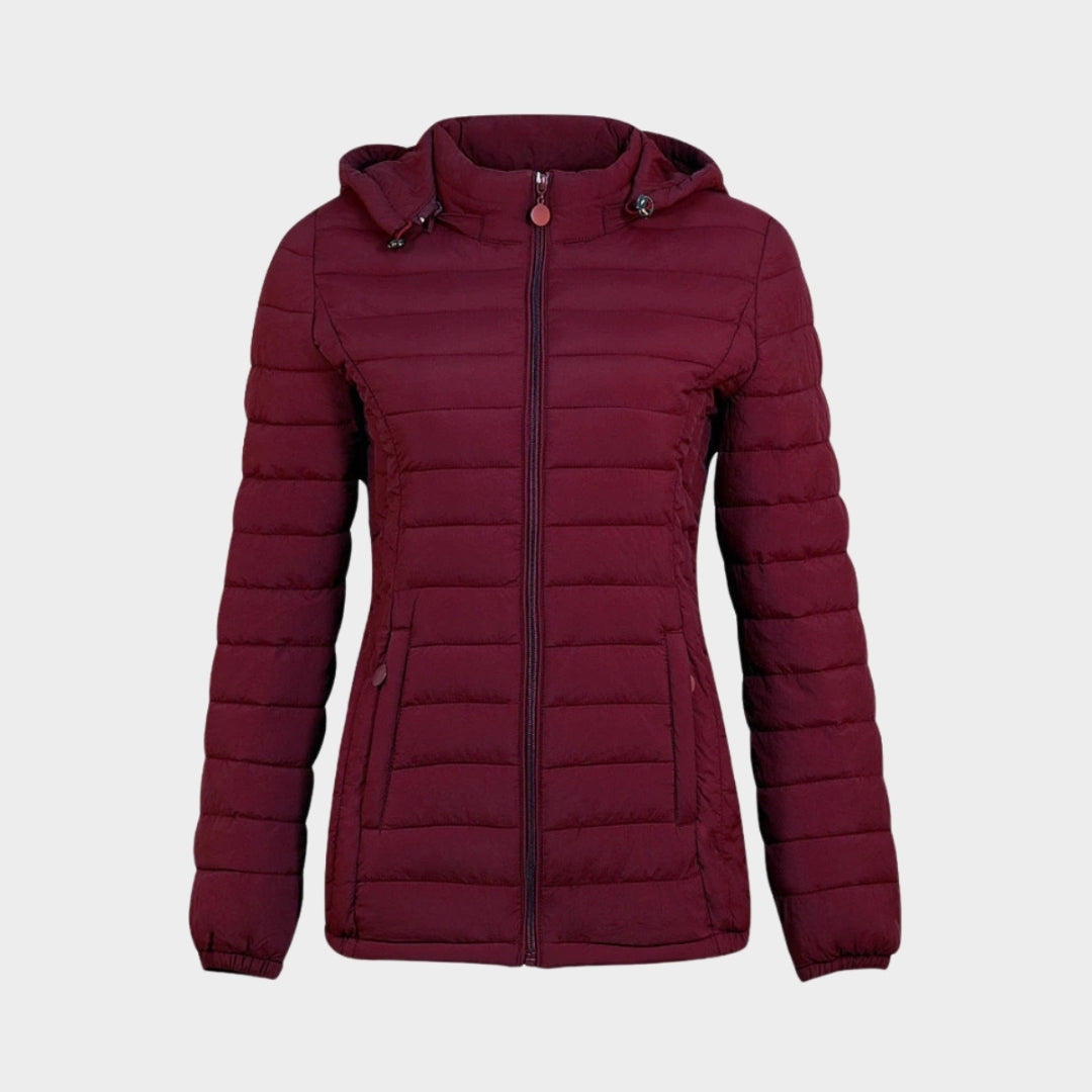Women’s Winter Stand-Collar Coat – Fashion Warm Parka Jacket (Red, Black, Casual Style)
