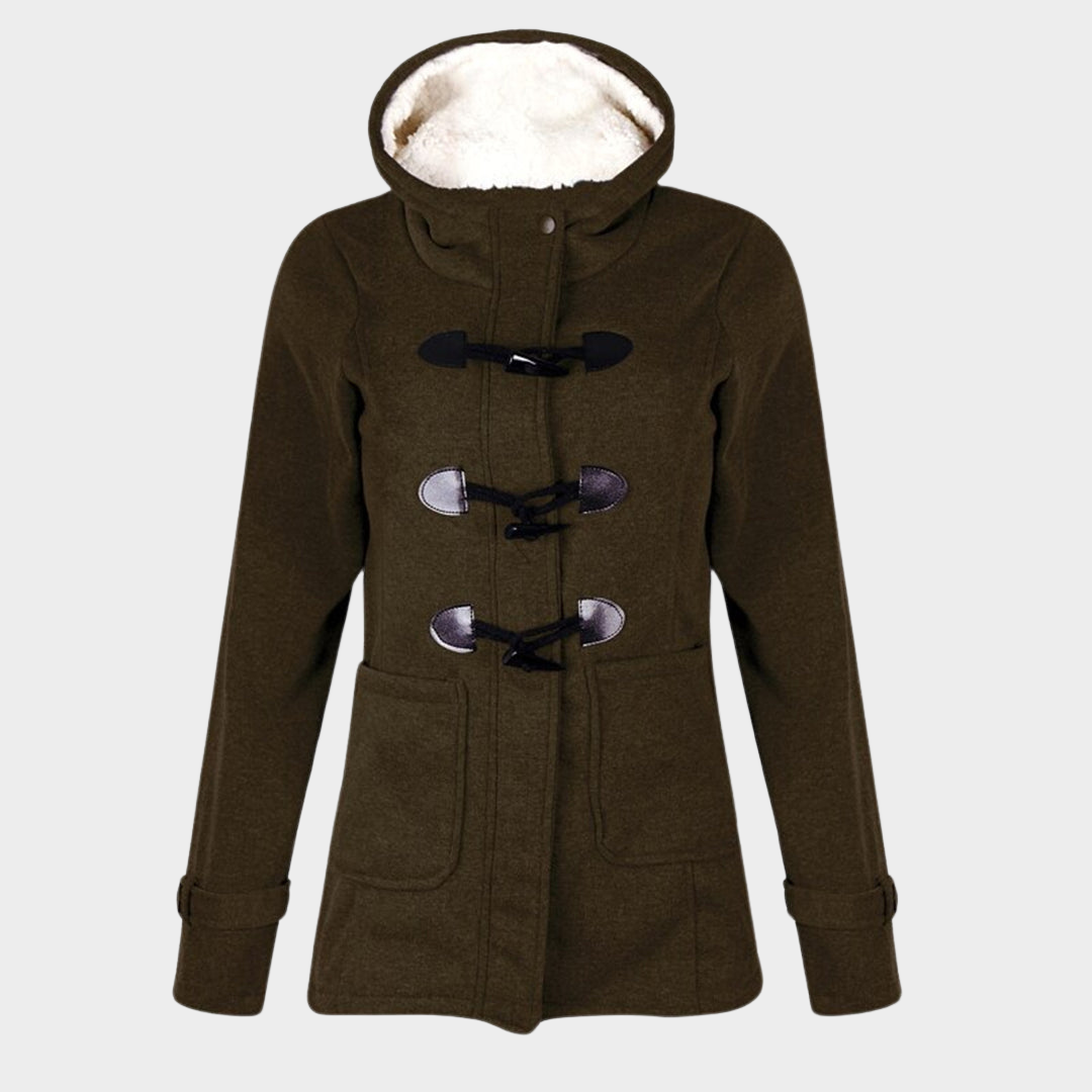 Women's Hooded Coat - Zipper & Horn Button - Casual Fit - Multiple Colours