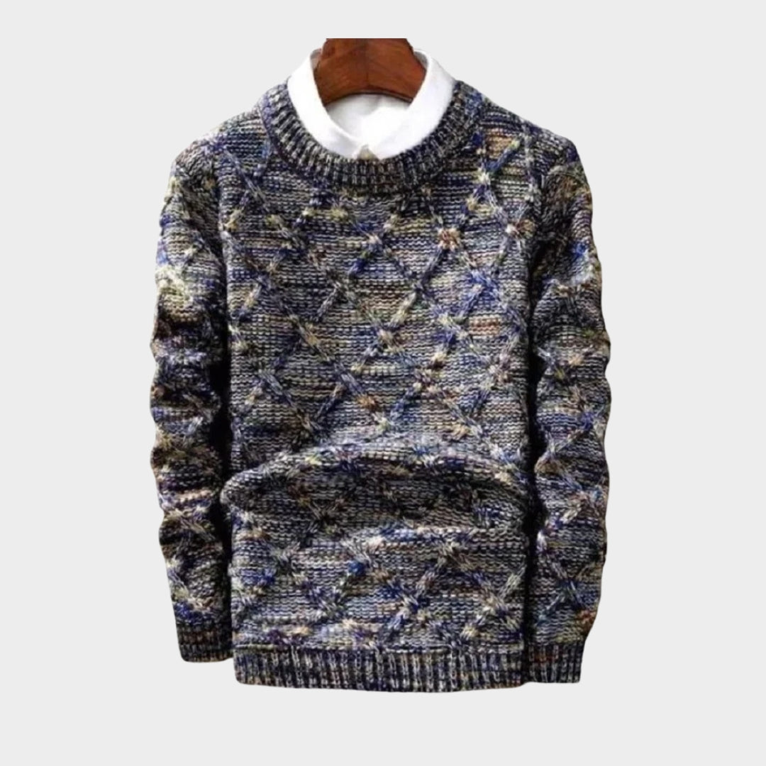 Men’s Slim Fit Knitted Sweater - Autumn Winter Long Sleeve Casual Pullover (Orange, Blue, Multicolor)