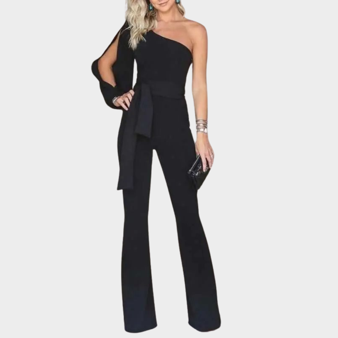 Women's Off-Shoulder Jumpsuit – Slim Fit – High Waist – Lace-Up Detail – Multiple Colours