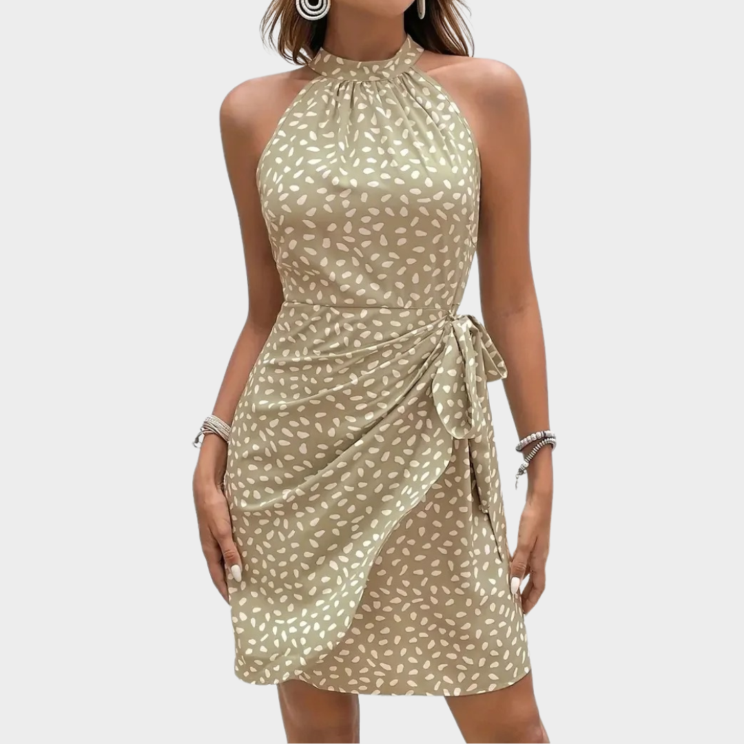 Women’s Sleeveless Mini Dress – Halter Neck – Floral Print – Lightweight Comfortable Fit – Multiple Colours