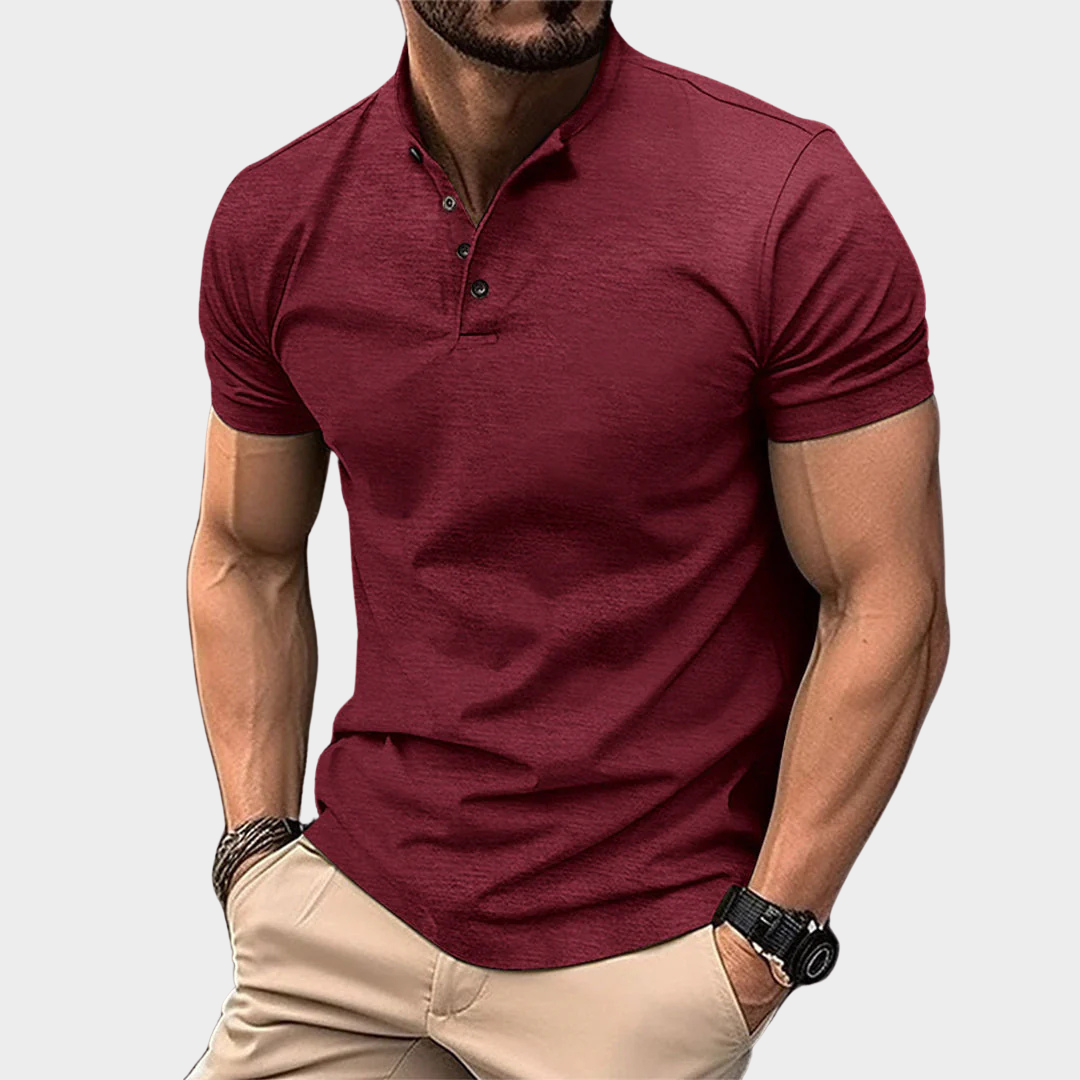 Men’s Polo Shirt – Henley Collar – Short-Sleeved – Lightweight & Breathable – Multiple Colours
