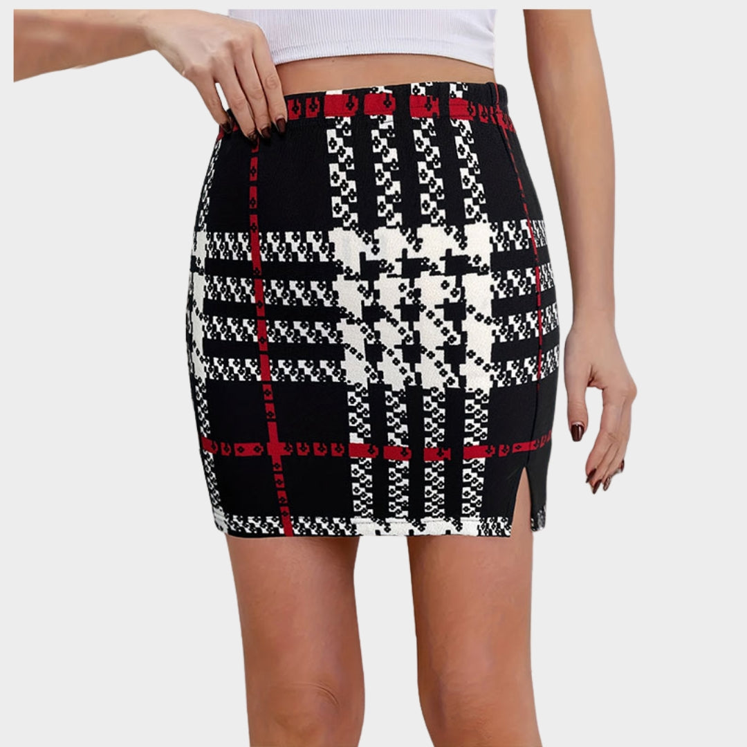 Women's High-Waist Plaid Mini Skirt - Pencil Fit Short Skirt - Multiple Colours