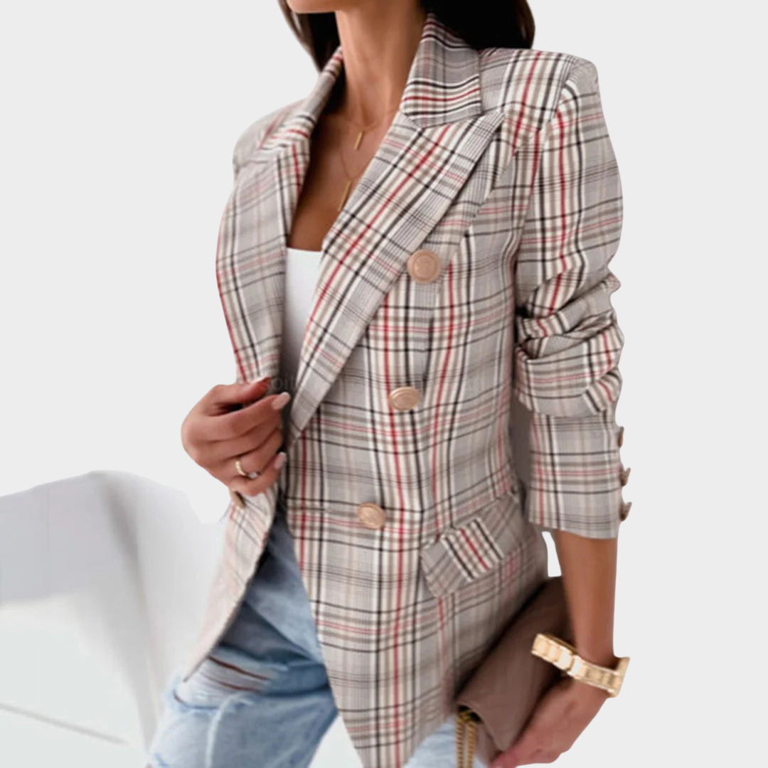Women's Blazer – Long Sleeve Double Buttoned Printed Suit Jacket Single Piece Outerwear – Multiple Colours