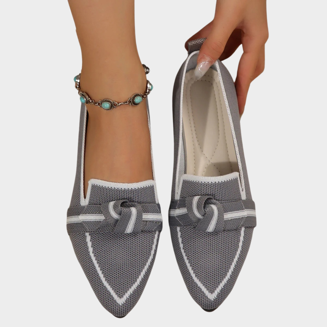 Women’s Flat Slip-On Loafers – Pointed Toe Woven Casual Shoes – Breathable Bow Design – Comfortable Low Heel – Multiple Colours