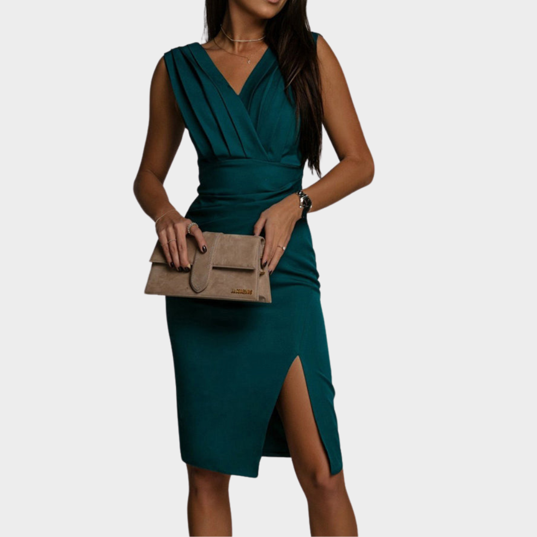 Women’s Long Evening Dress – Sleeveless V-Neck Split Design – High Waist Fit – Lightweight Stretch Fabric – Multiple Colours