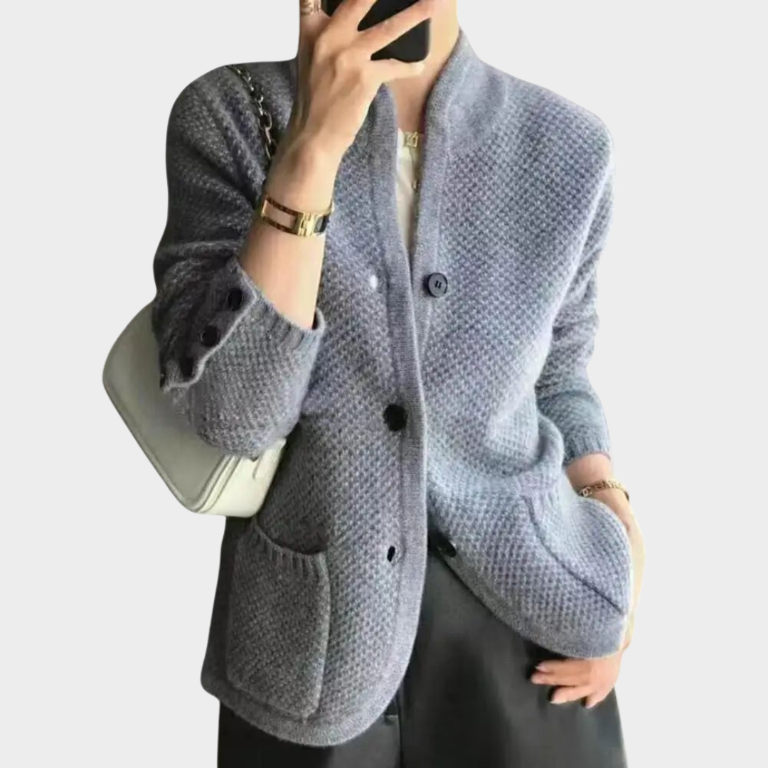 Women's Knitted Cardigan Jacket – Stand Collar – Button Decor – Thickened – Lightweight Outerwear – Multiple Colours
