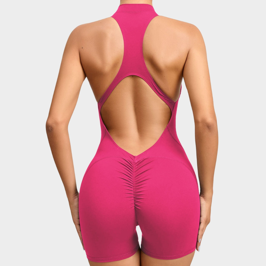 Women's Sleeveless Sports Jumpsuit - One-Piece Gym Romper - Scrunch Back - Multiple Colours