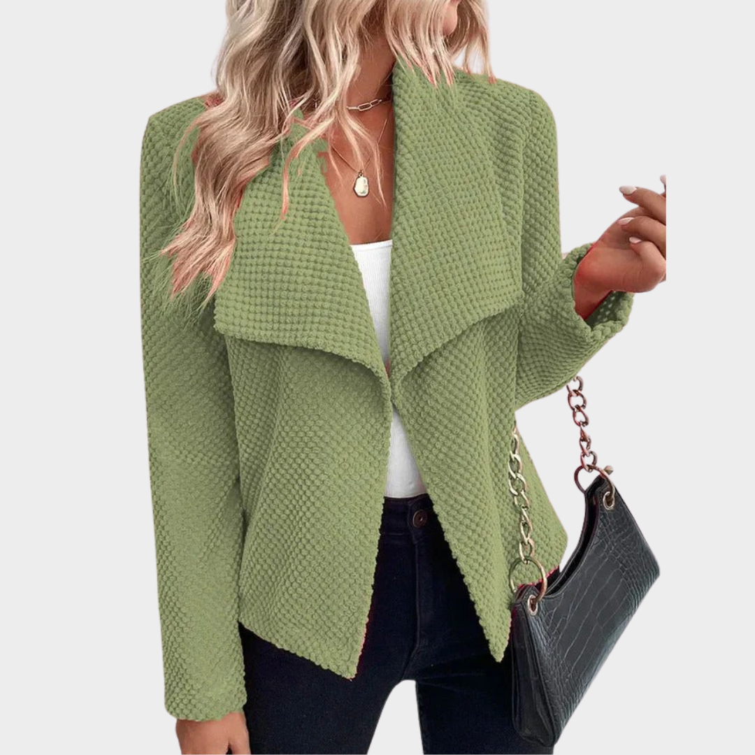 Women’s Short Jacket – Long Sleeve Turn Down Collar Solid Colour Casual Outerwear – Multiple Colours