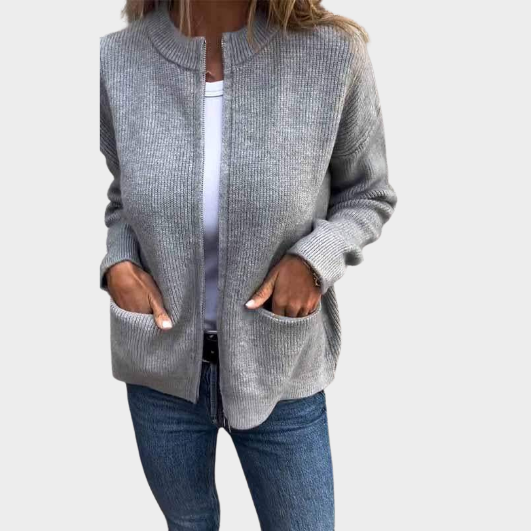 Women's Long Sleeve Knitted Cardigan – Casual Outerwear – Pockets – Multiple Colours