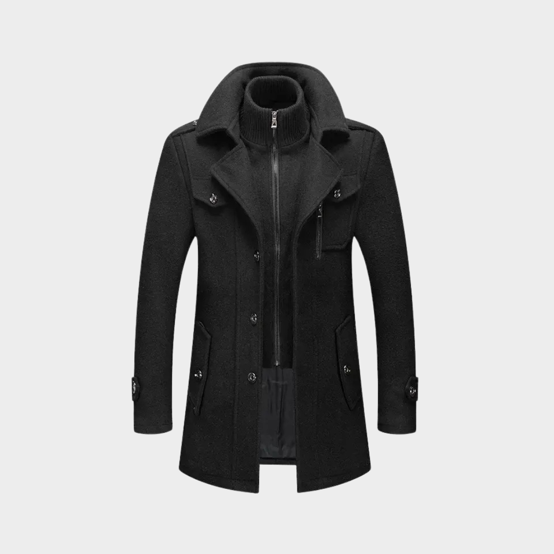 Men's Autumn/Winter Business Woolen Overcoat – Double Collar - Anti-Cold Nestle Jacket -