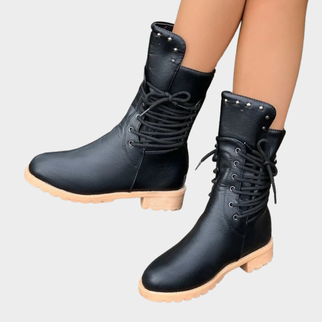 Women Western Cowboy Boots – High Heel Knee Length Retro Leather Knight Style Riding Boots – Multiple Colours