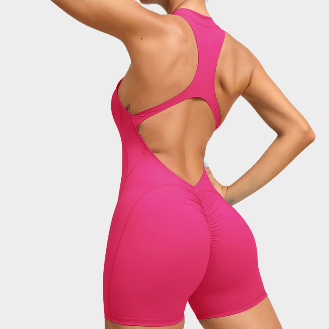 Women's Sleeveless Sports Jumpsuit - One-Piece Gym Romper - Scrunch Back - Multiple Colours