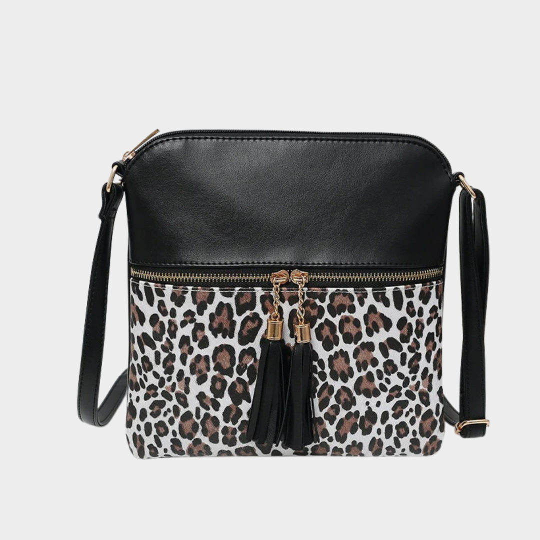 Women's Vintage Crossbody Shoulder Bag – PU Leather with Tassel Detail and Leopard Print – Multiple Colours