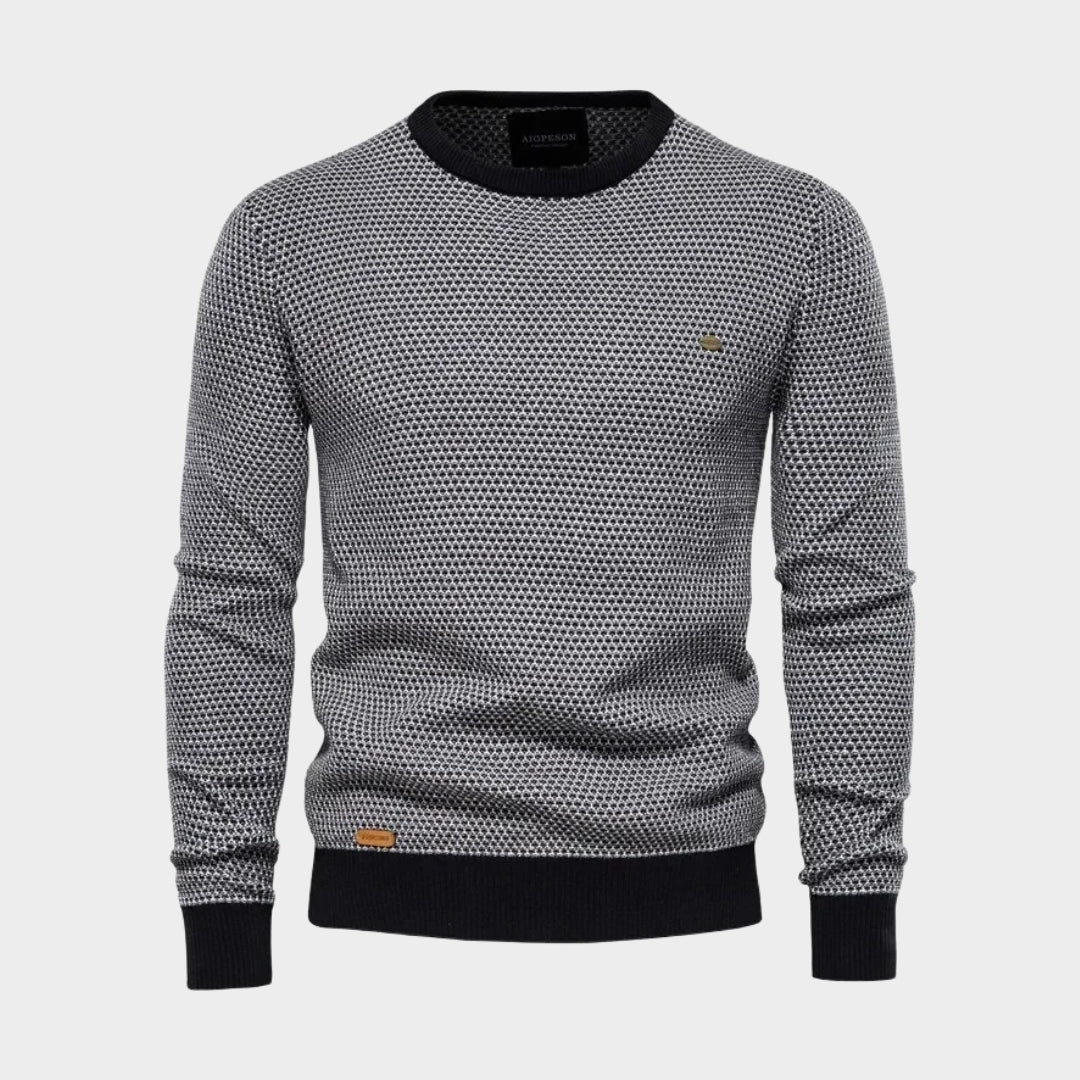 Autumn Winter Men's Color Block Sweater – Slim Fit Round Neck Cotton Pullover (Green, Black, Brown and Red)