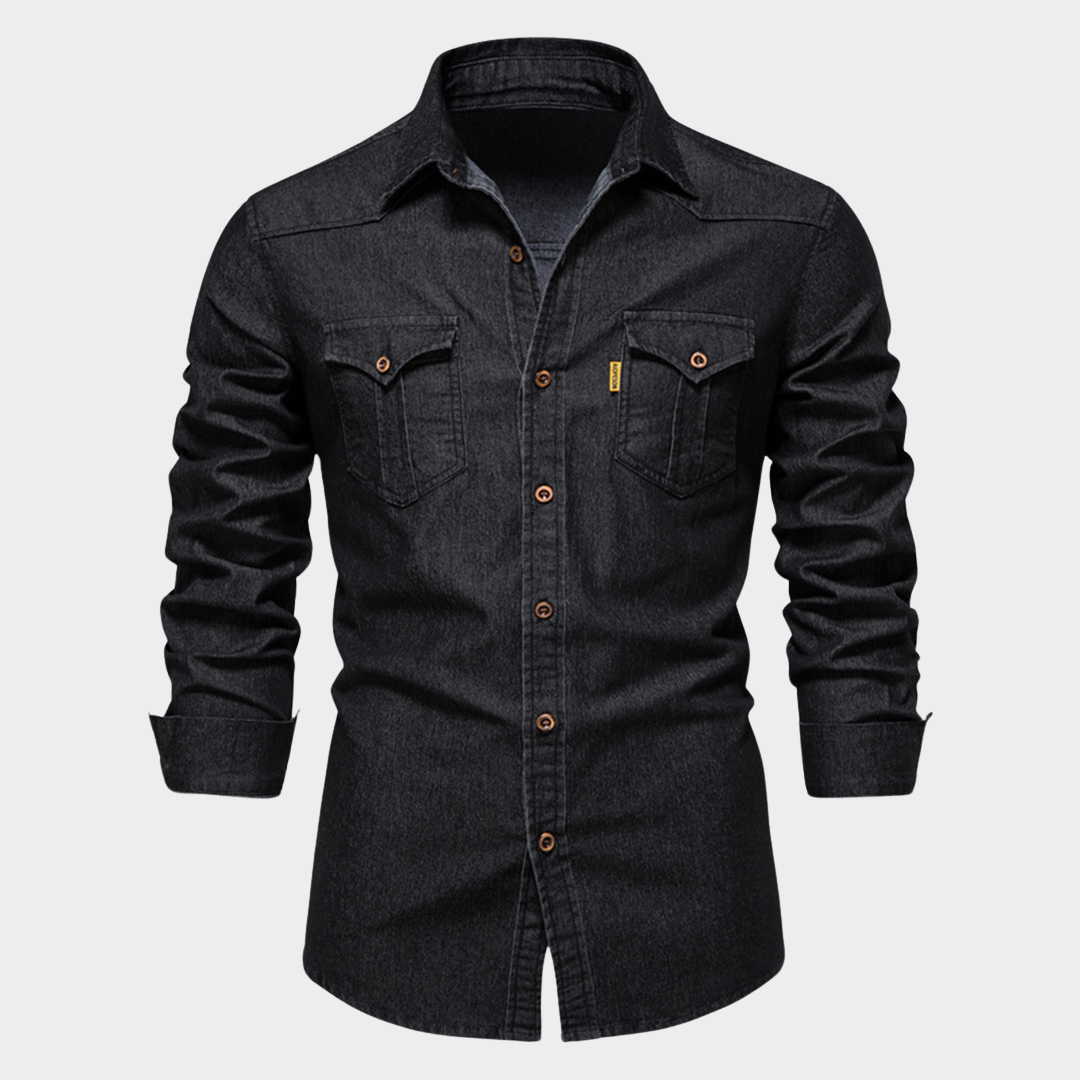 Men's Denim Shirt - Long Sleeve - 100% Cotton - Business Casual - Multiple Colours