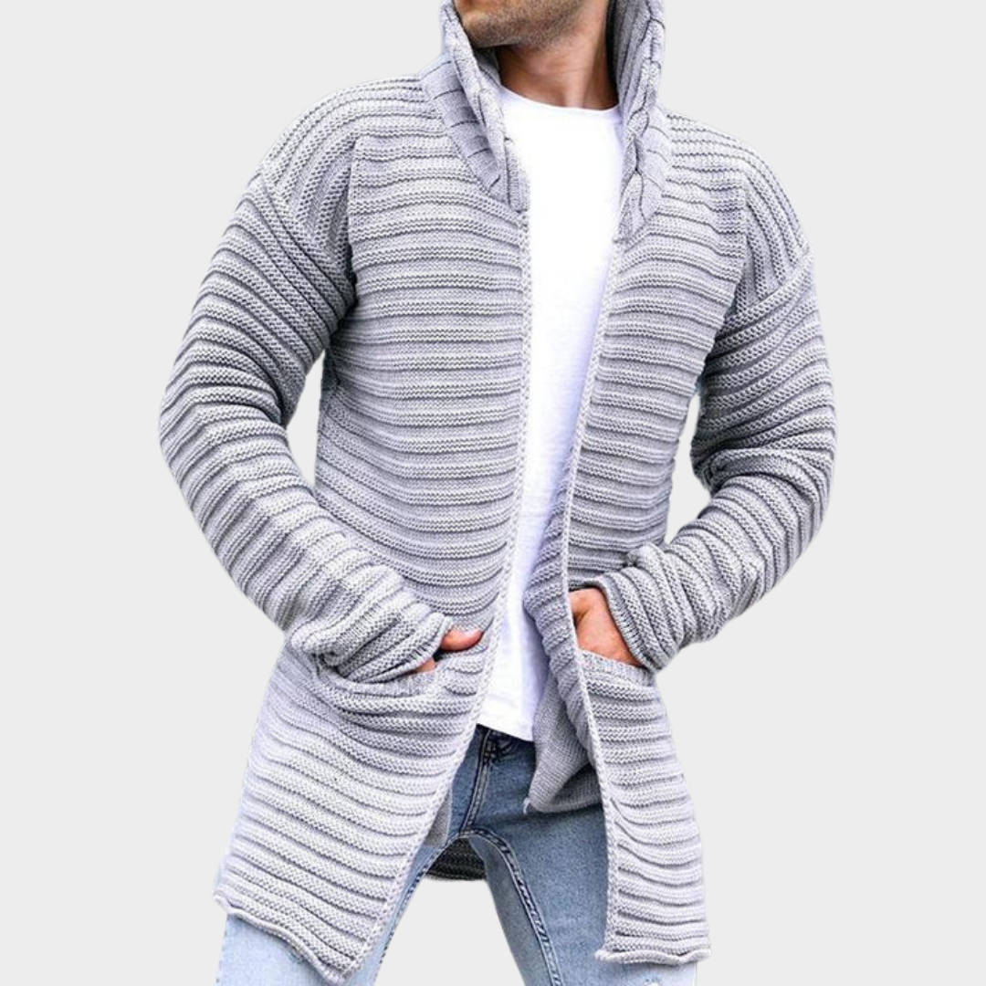 Men's Knitted Cardigan Sweater – Turtleneck Long Sleeve Coat – Multiple Colours