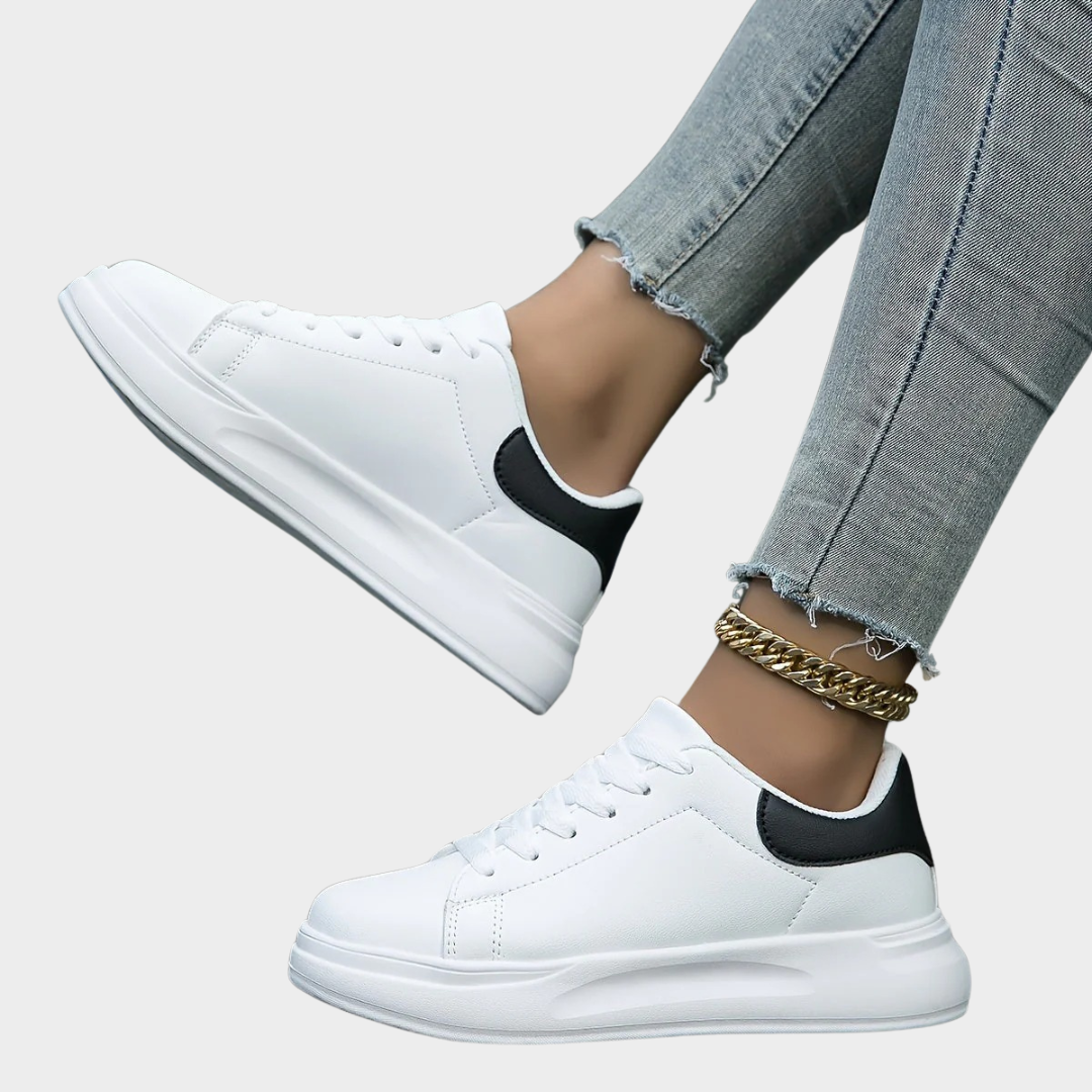 Women’s Waterproof Faux Leather Sneakers – Lightweight Casual Trainers – Wear-Resistant Sole – Multiple Colours
