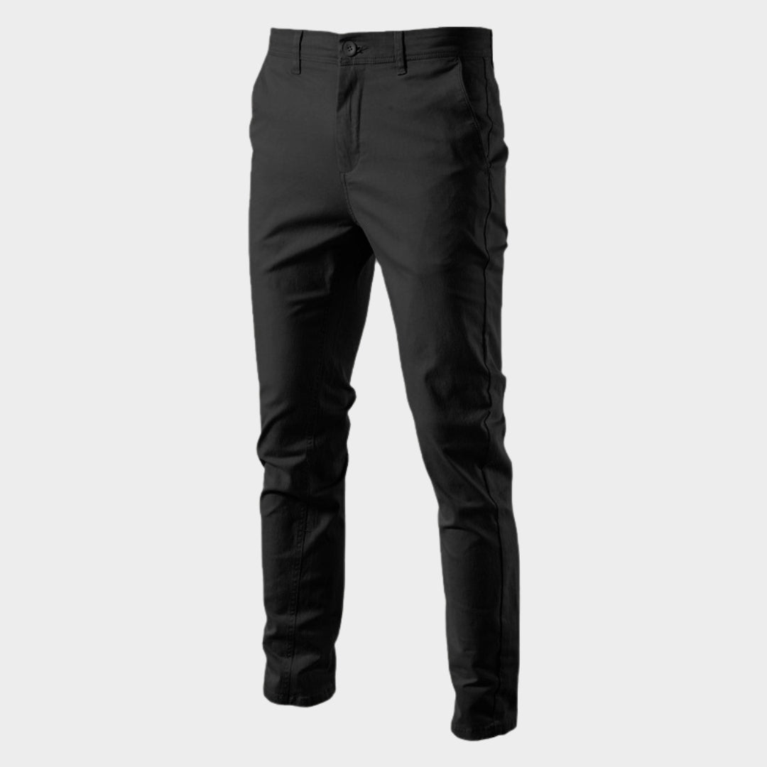 Men's Slim Fit Cotton Trousers - Stretch Fabric - Lightweight & Breathable - Business Casual - Multiple Colours