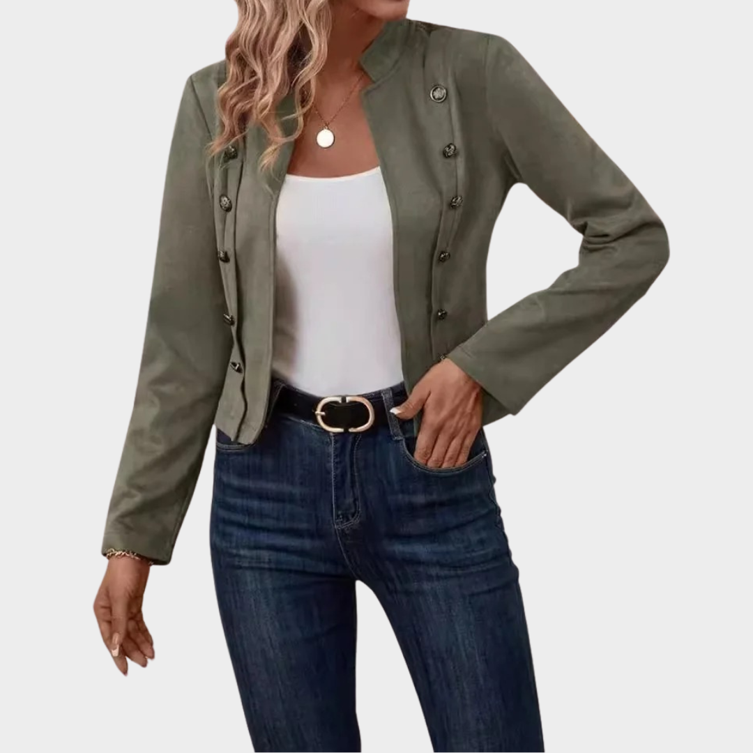 Women's Double-Breasted Jacket – Long Sleeve Casual Deerskin Coat – Elegant Fashion Outerwear – Multiple Colours