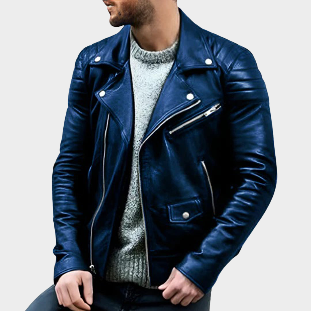 Men's PU Leather Jacket – Stand Collar Biker Coat – Zipper Front Motorcycle Style – Multiple Colours