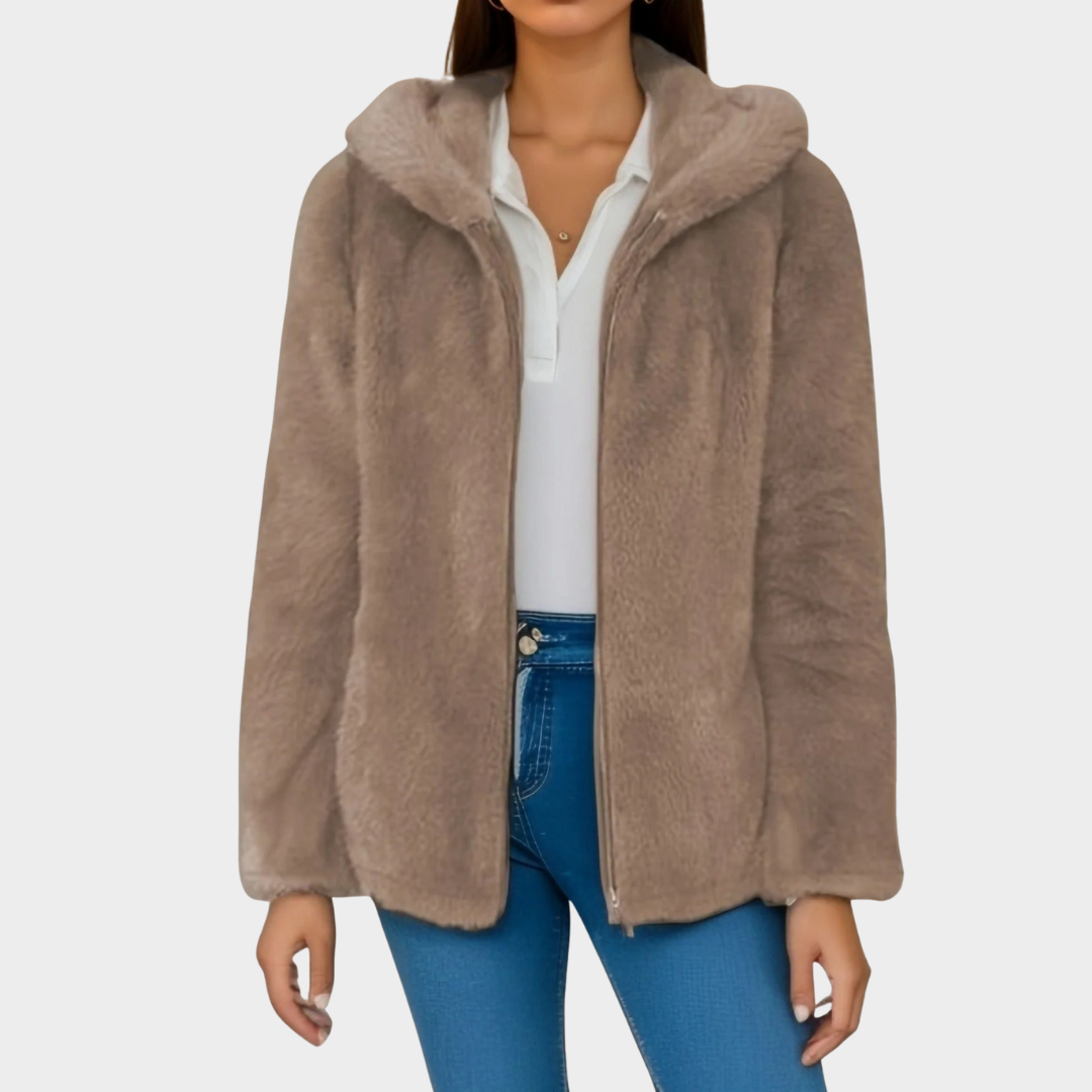 Women’s Oversized Fleece Jacket – Hooded Faux Fur Mink Style Sweater Coat with Relaxed Fit – Multiple Colours