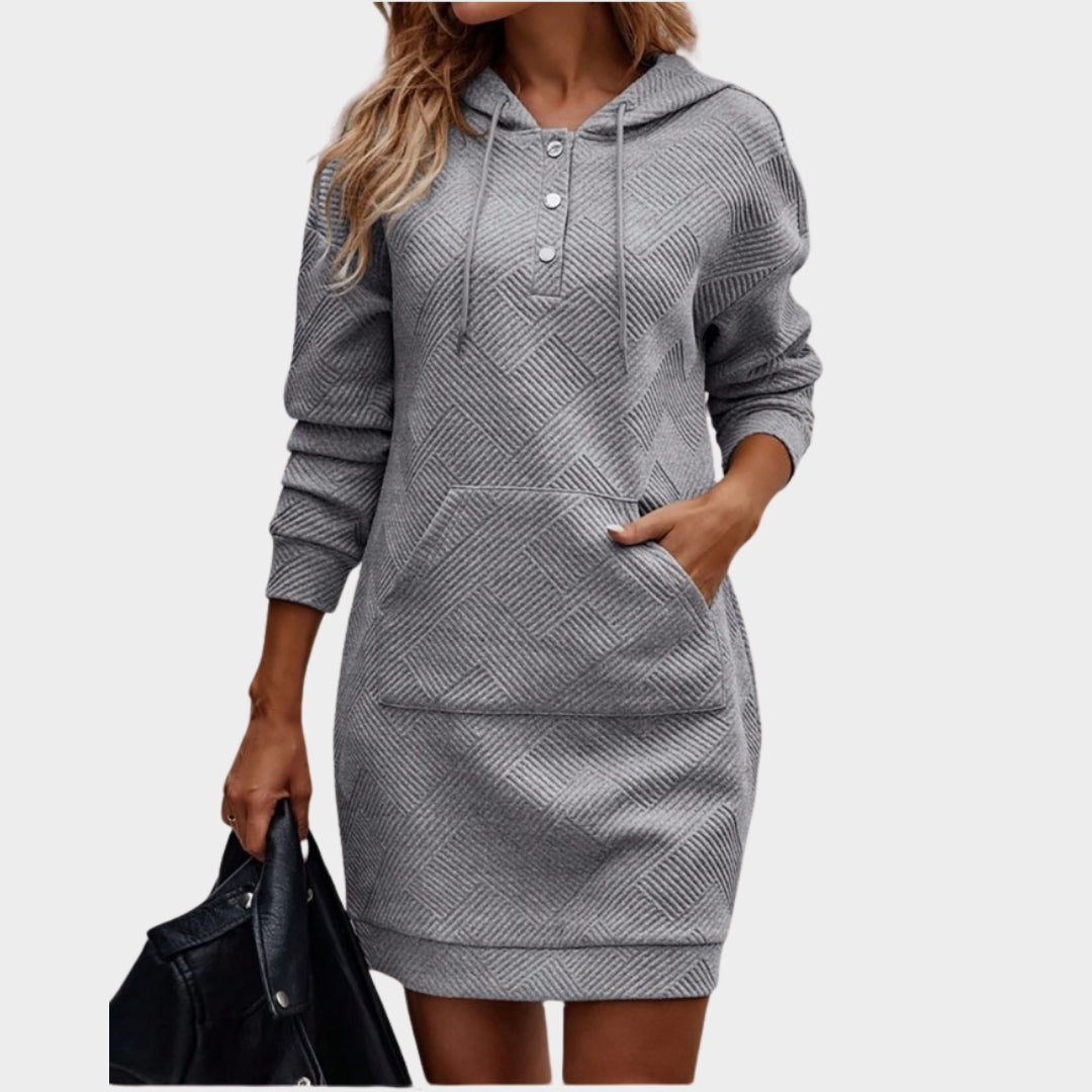 Women's Casual Sweatshirt – Half Striped Hooded Pullover, Slim Fit - Multiple Colours