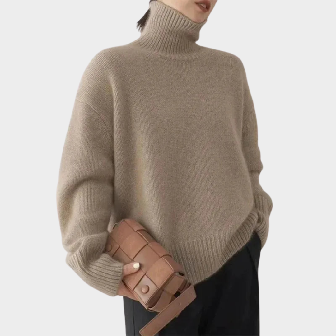 Women's Turtleneck Knitted Sweater – Long Sleeve – Loose Fit – Soft & Warm – Multiple Colours