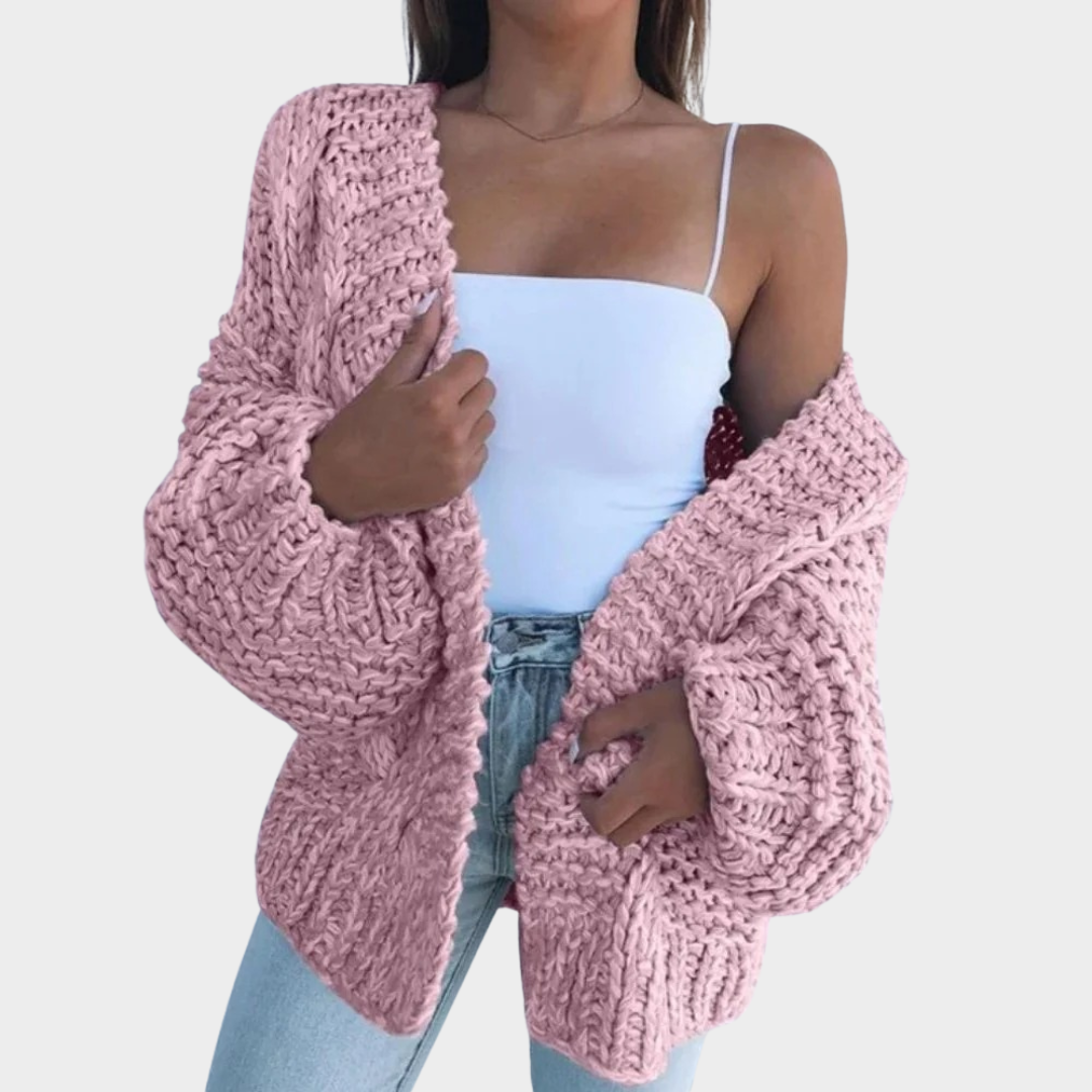 Women’s Chunky Knit Relaxed Cardigan – Soft Open Front Sweater – Cozy Texture with Flattering Loose Fit – Multiple Colours